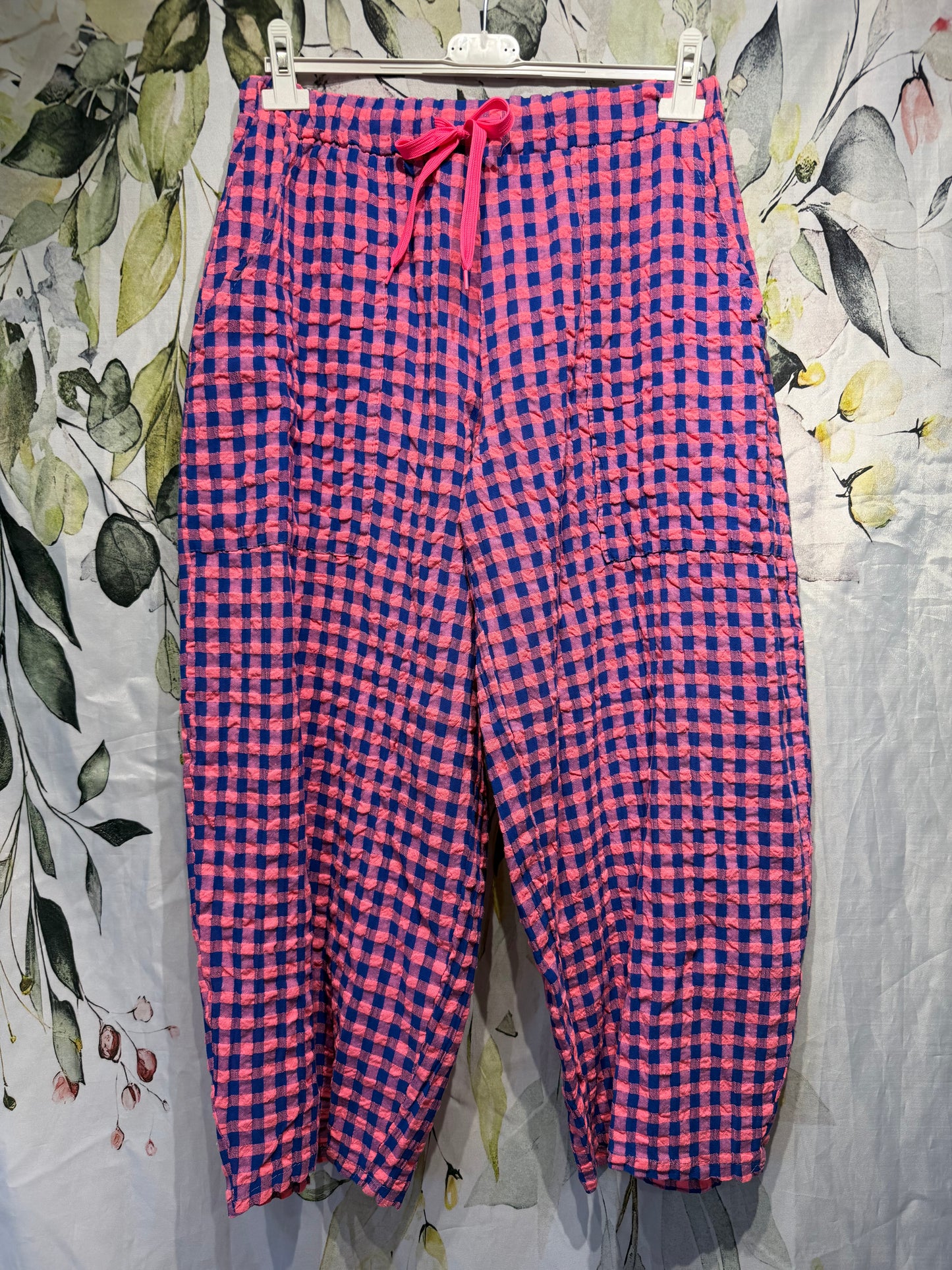 Gingham Barrel Leg Trousers