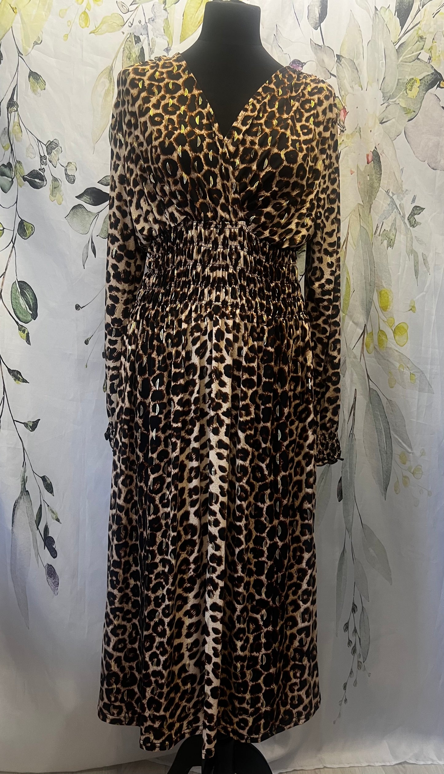 Long Sleeved Leopard-print Dress