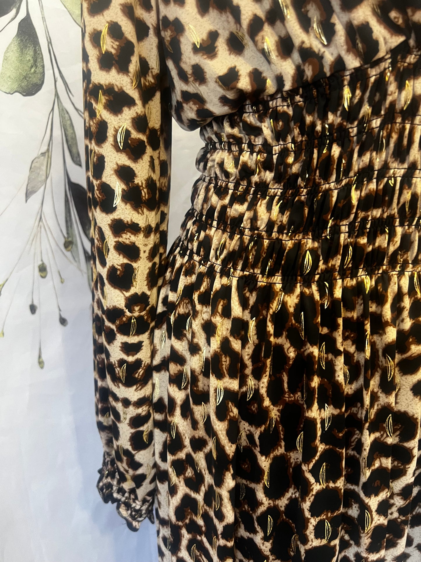 Long Sleeved Leopard-print Dress