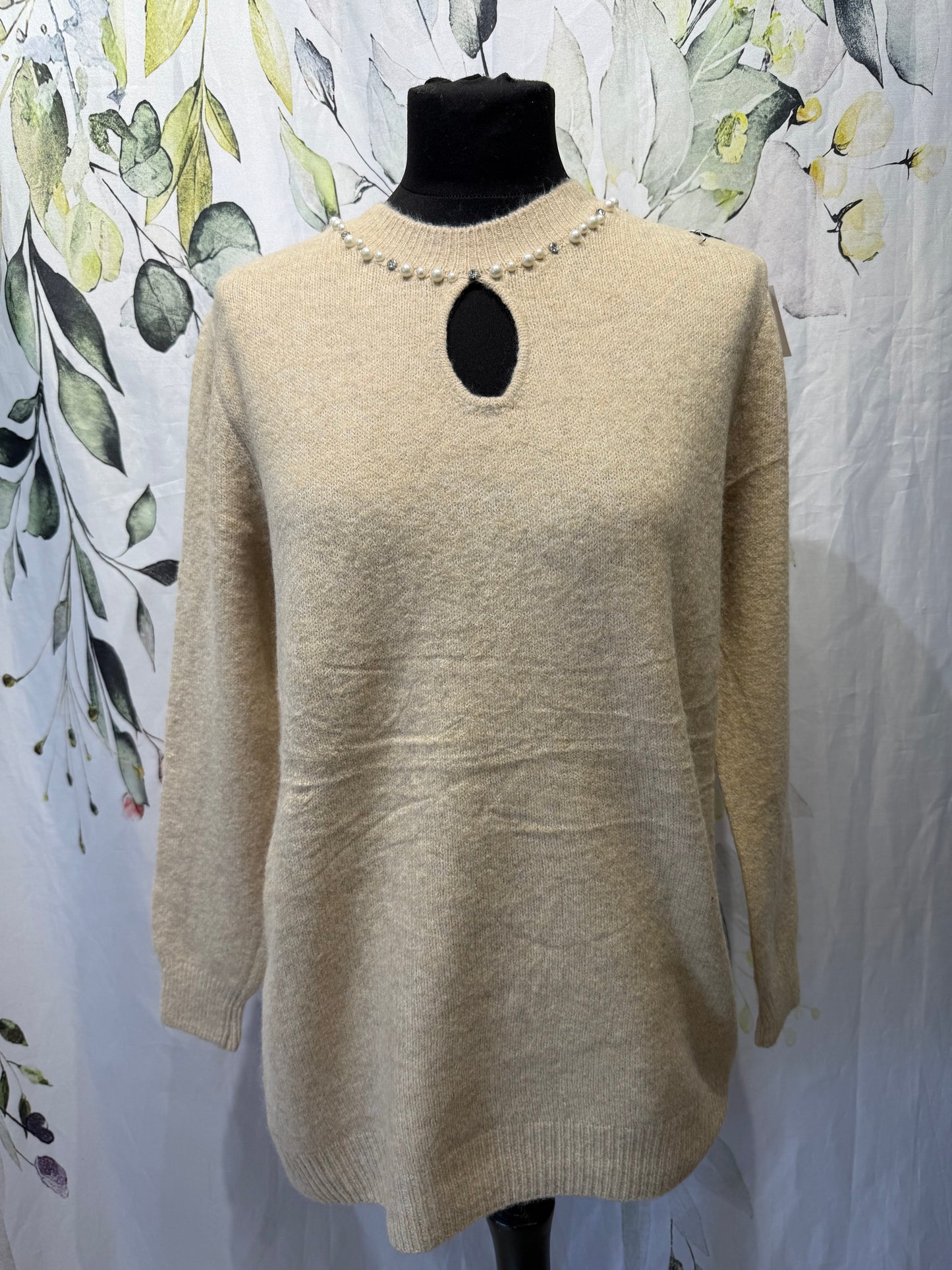Embellished Neck Knit