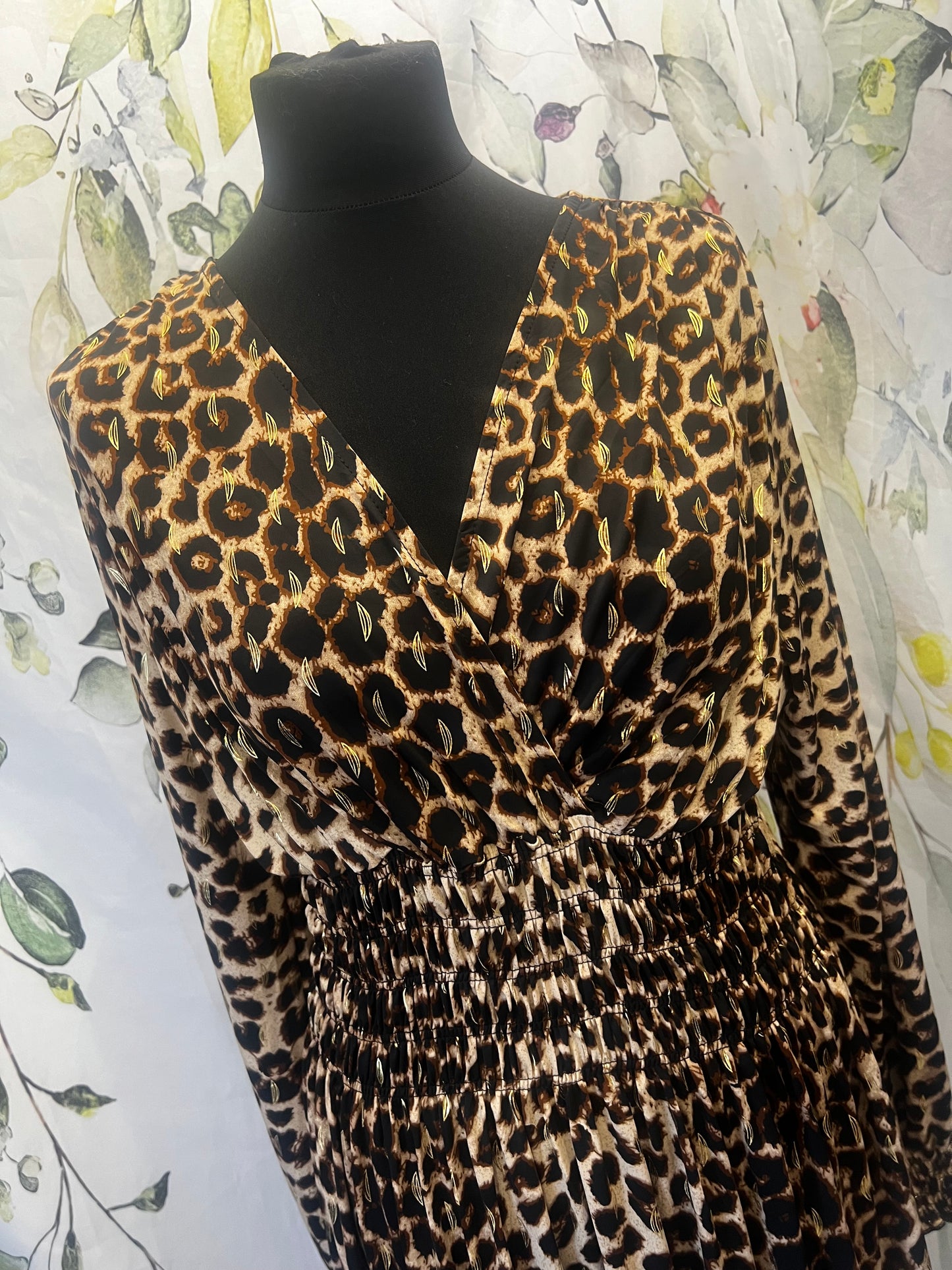 Long Sleeved Leopard-print Dress