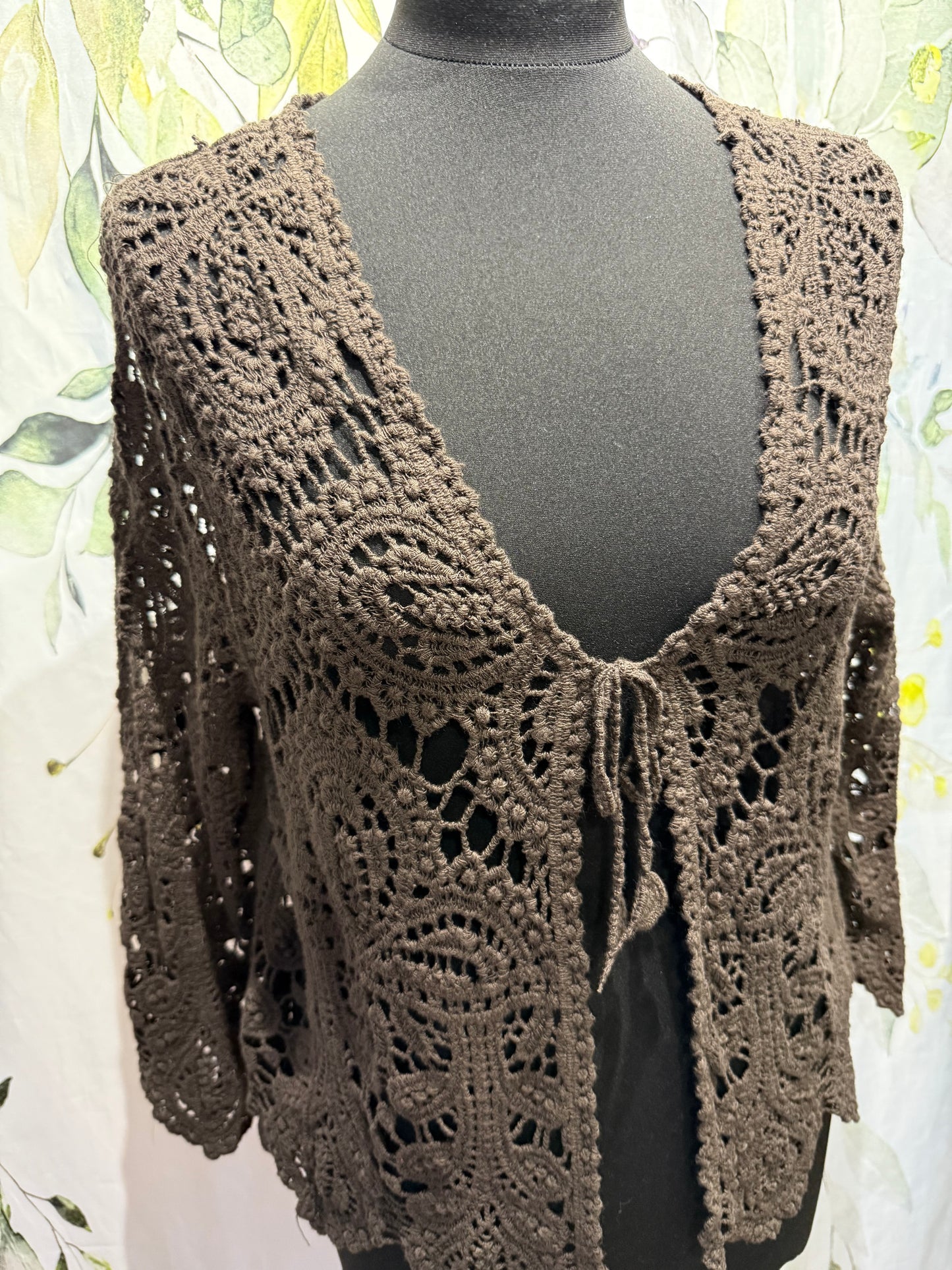 Tie Front Crochet Cardi