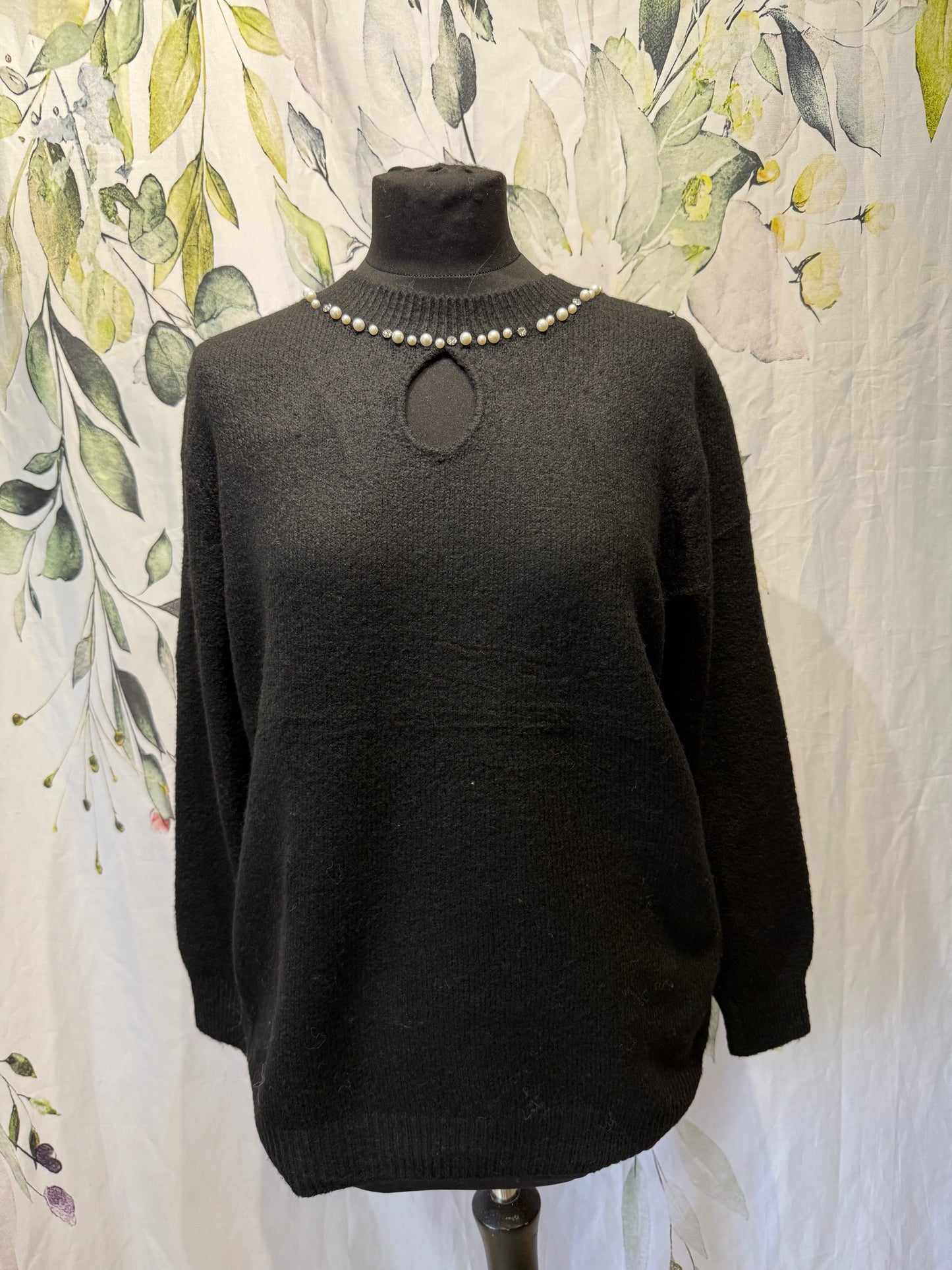 Embellished Neck Knit