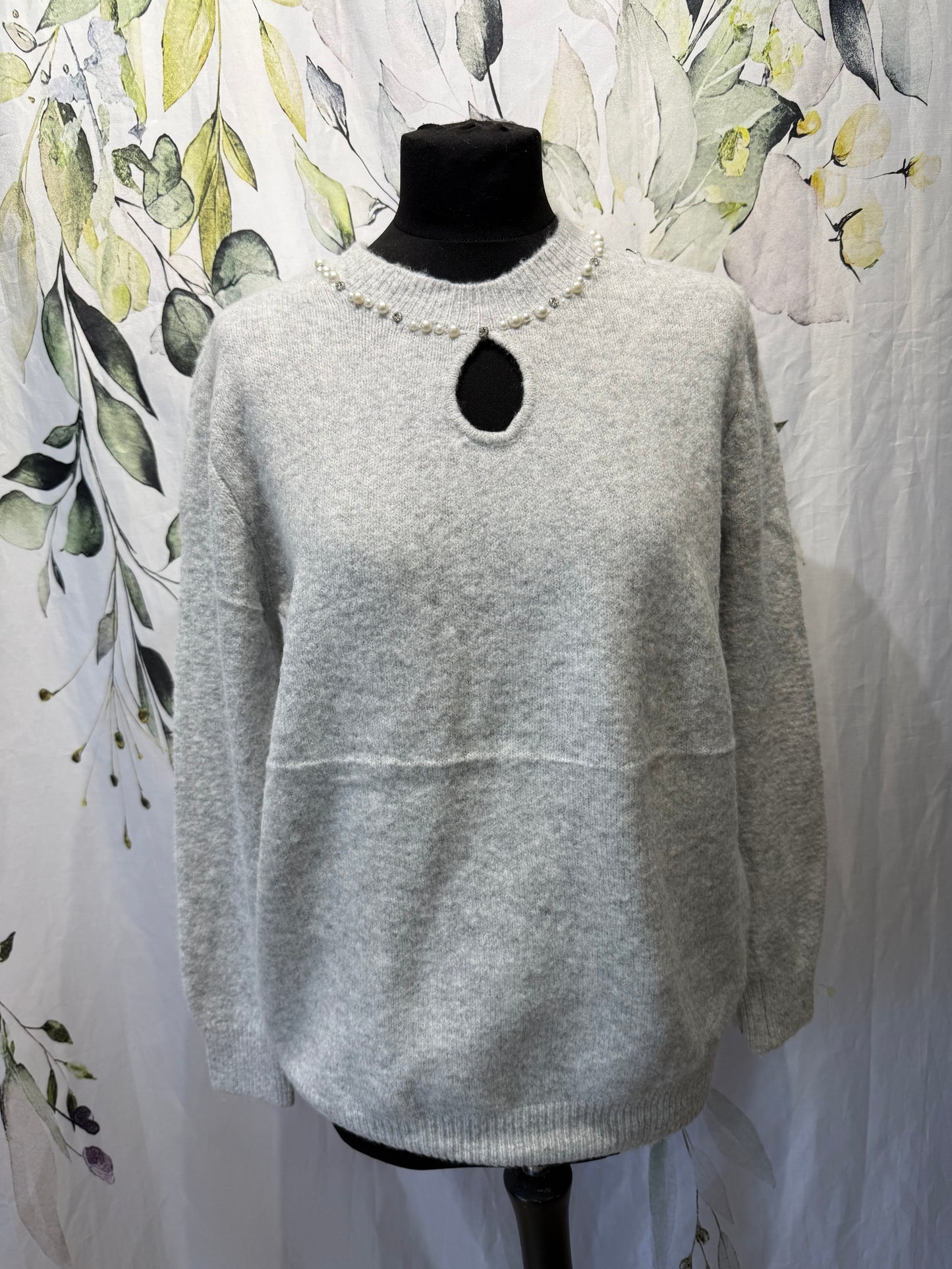 Embellished Neck Knit