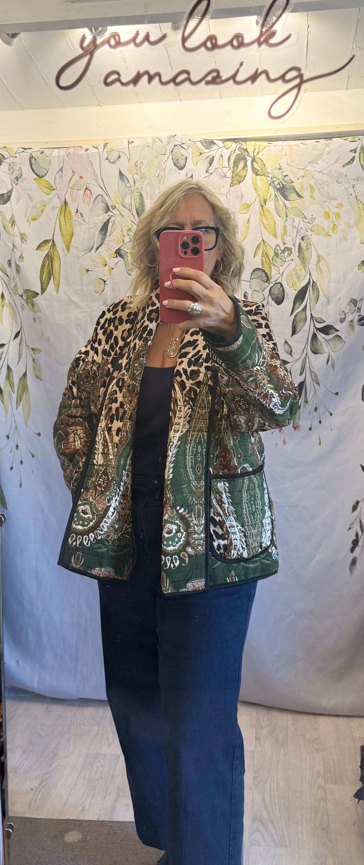 Quilted Leopard Print Jacket