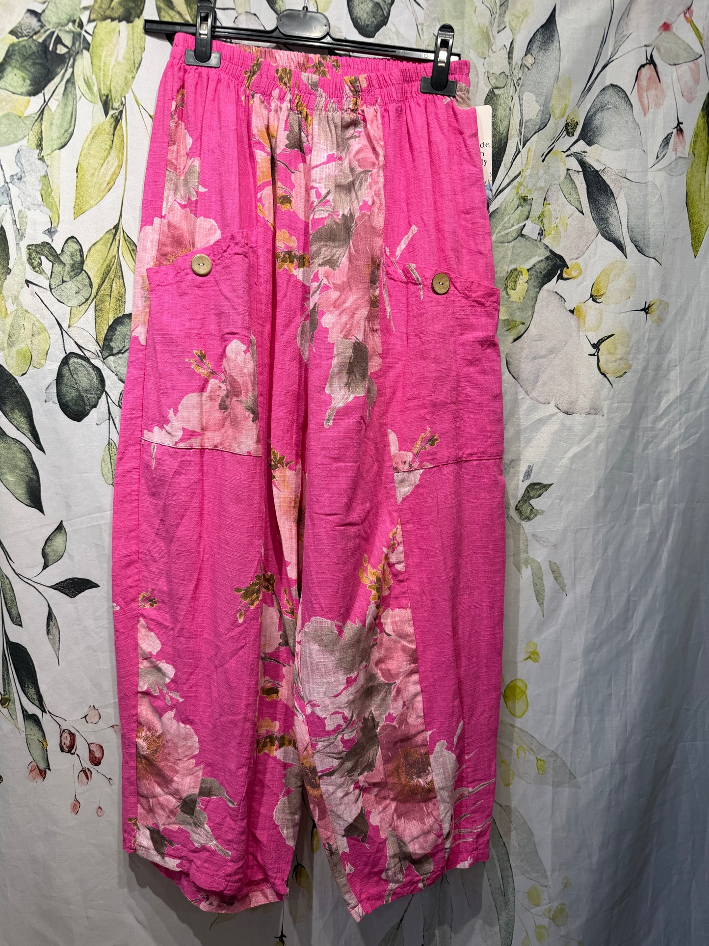 Floral Loose Cotton Trousers