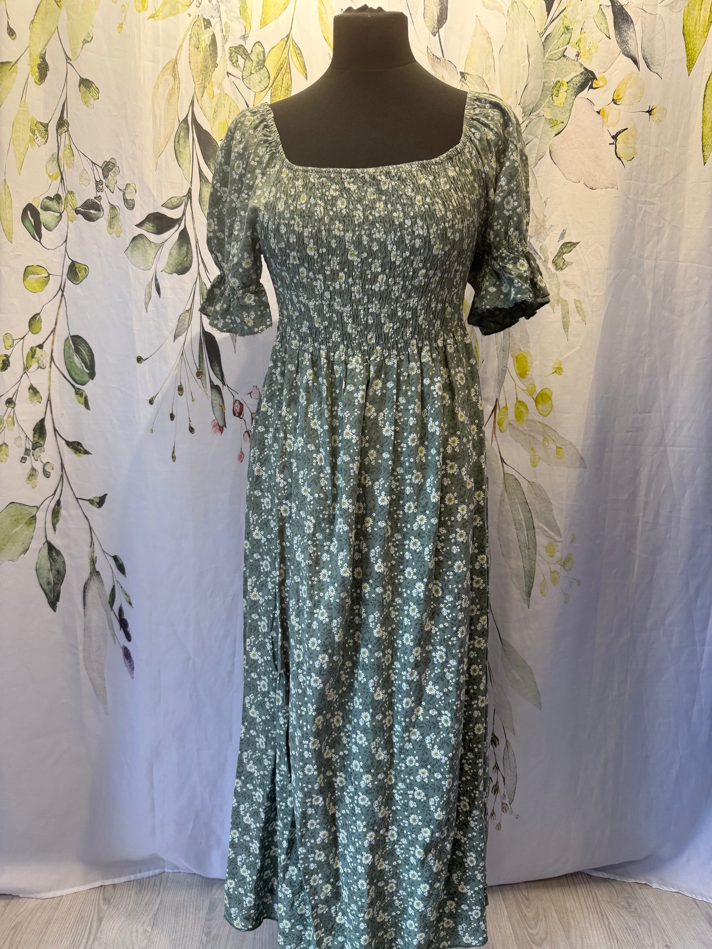 Shirred Bodice Maxi Dress