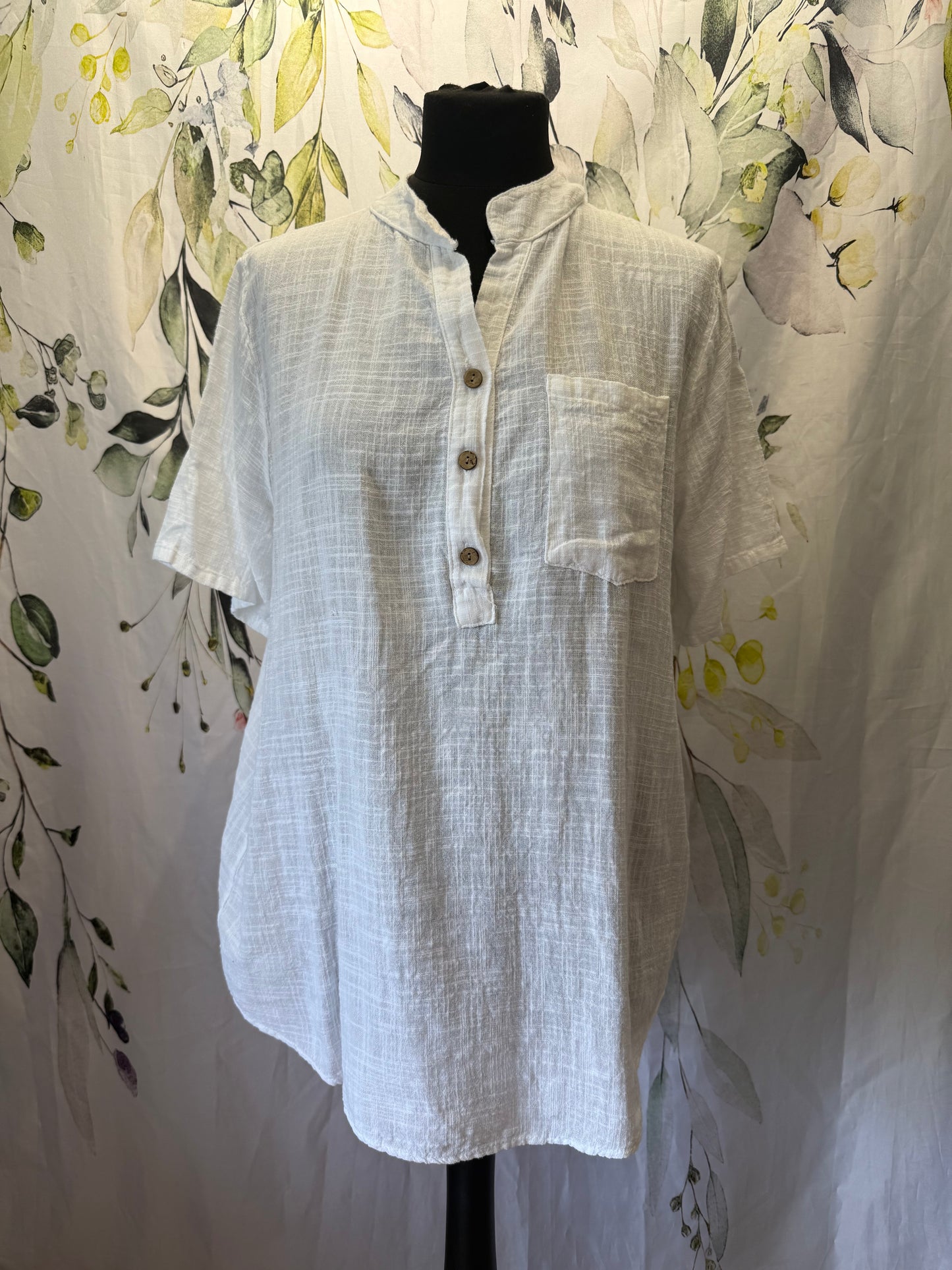 Granddad Collar Cotton Shirt