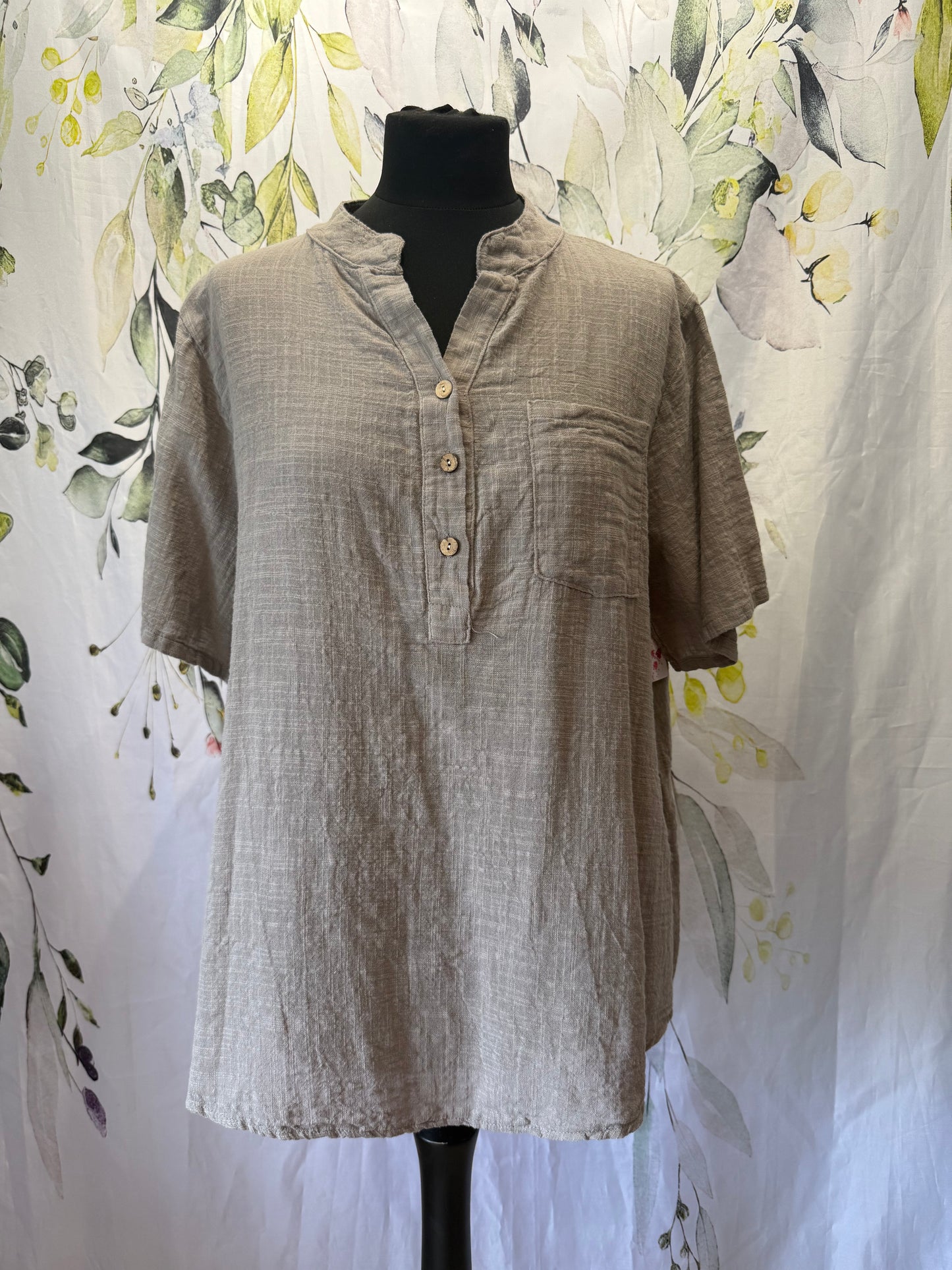 Granddad Collar Cotton Shirt