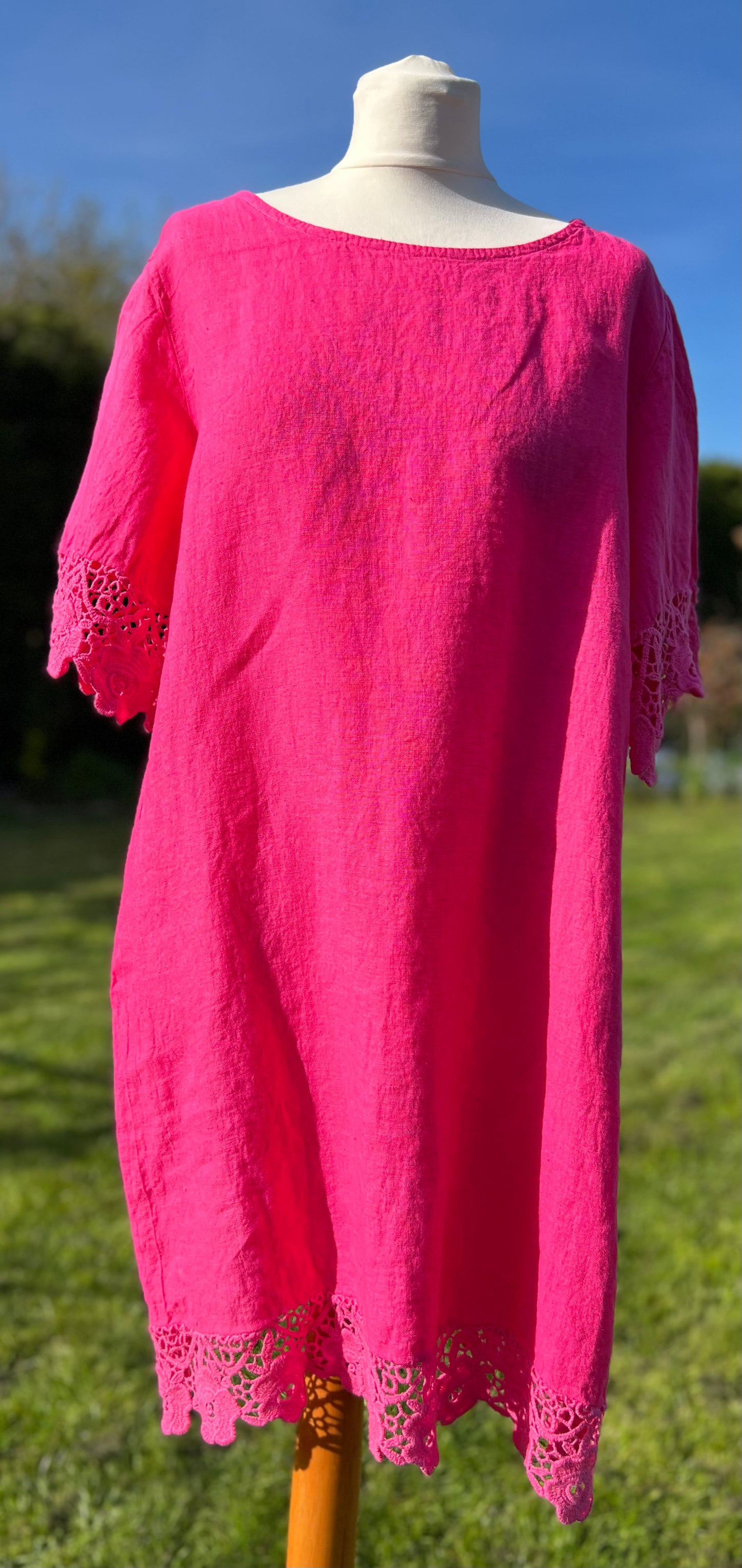 Linen Tunic With Crochet Lace Trim