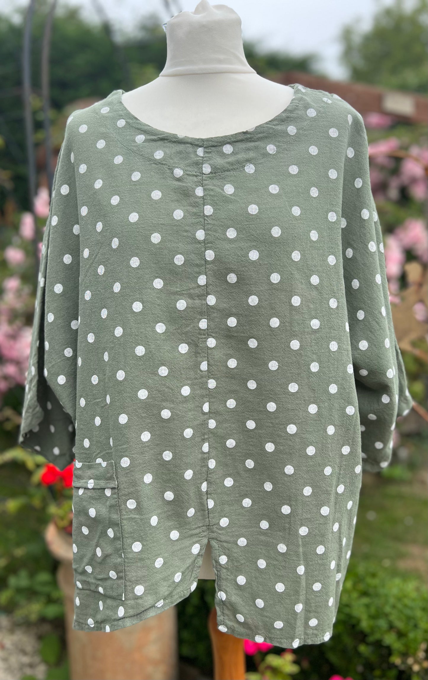 Polka Dot Linen Top