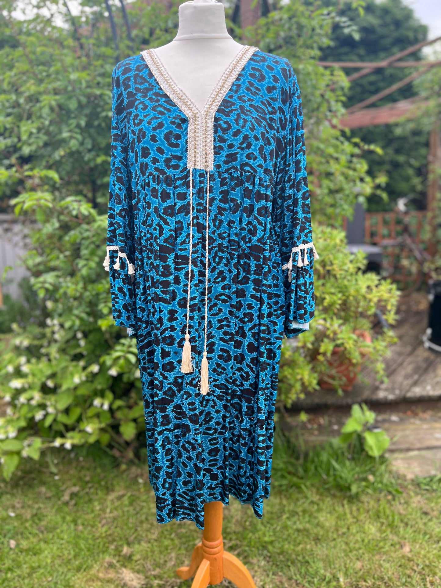 Animal Print Dress With Tassel Trim