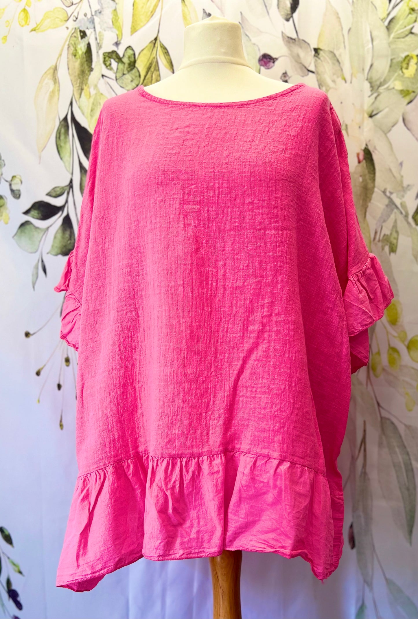 Linen Mix Frill Top