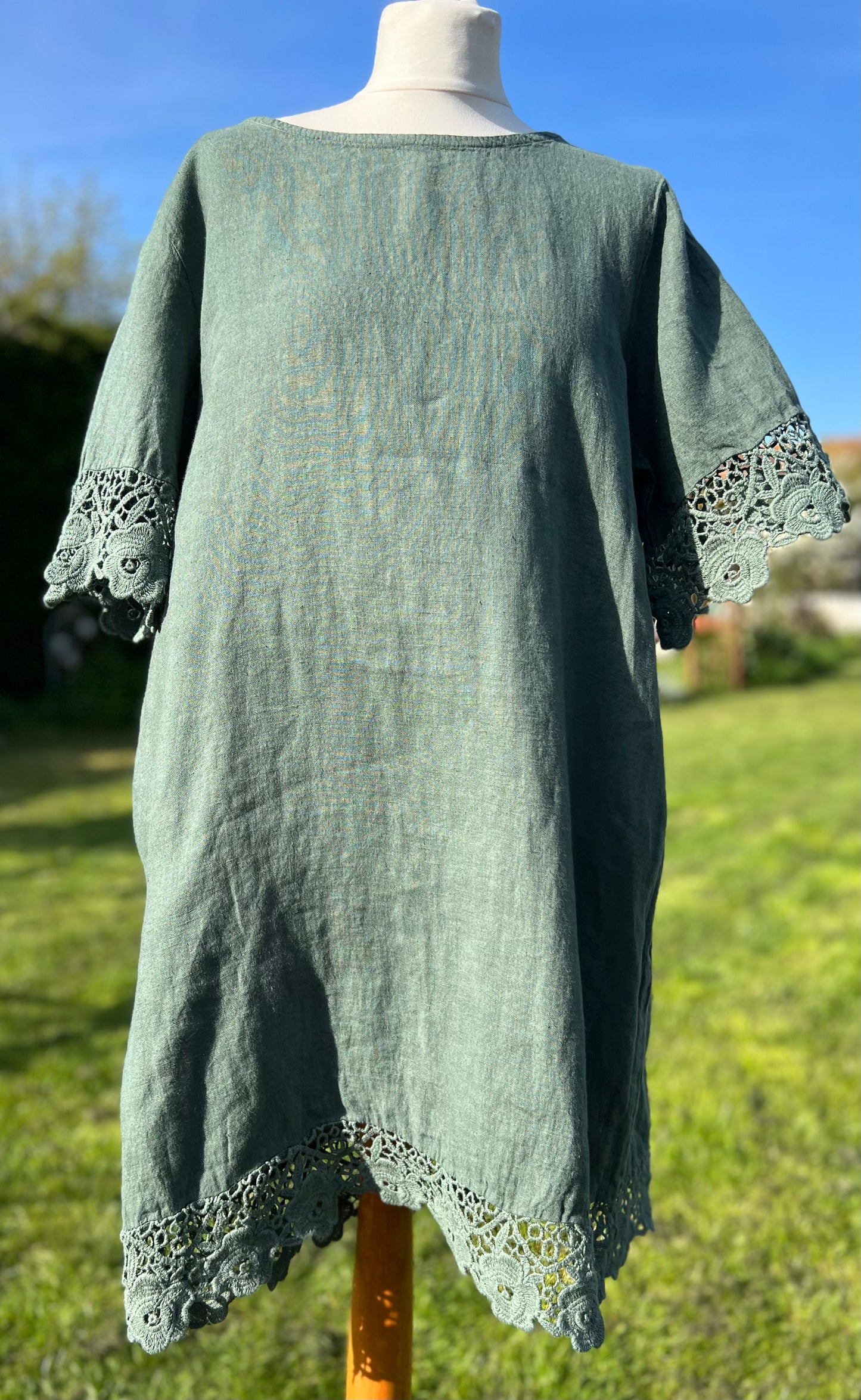 Linen Tunic With Crochet Lace Trim