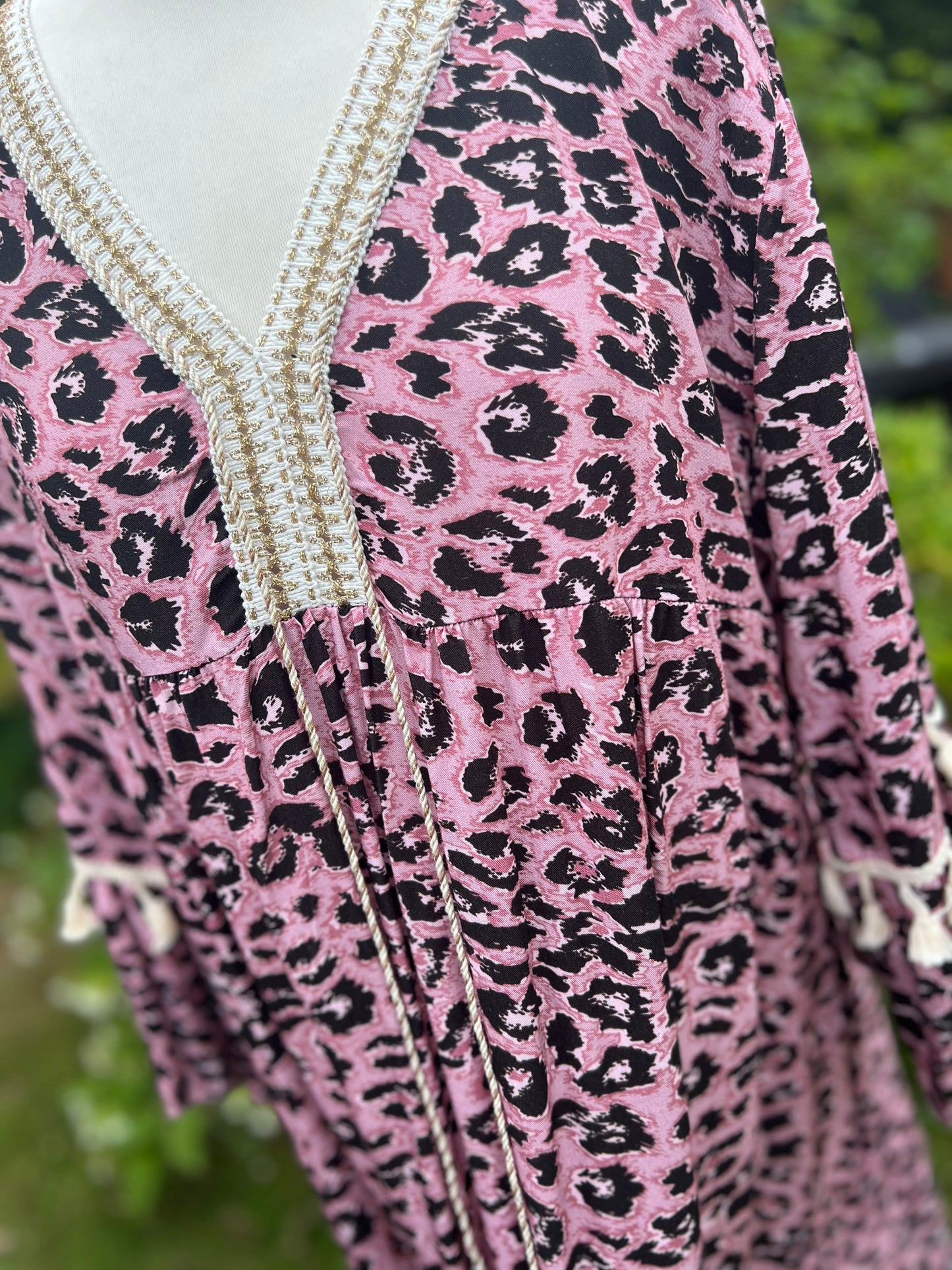 Animal Print Dress With Tassel Trim