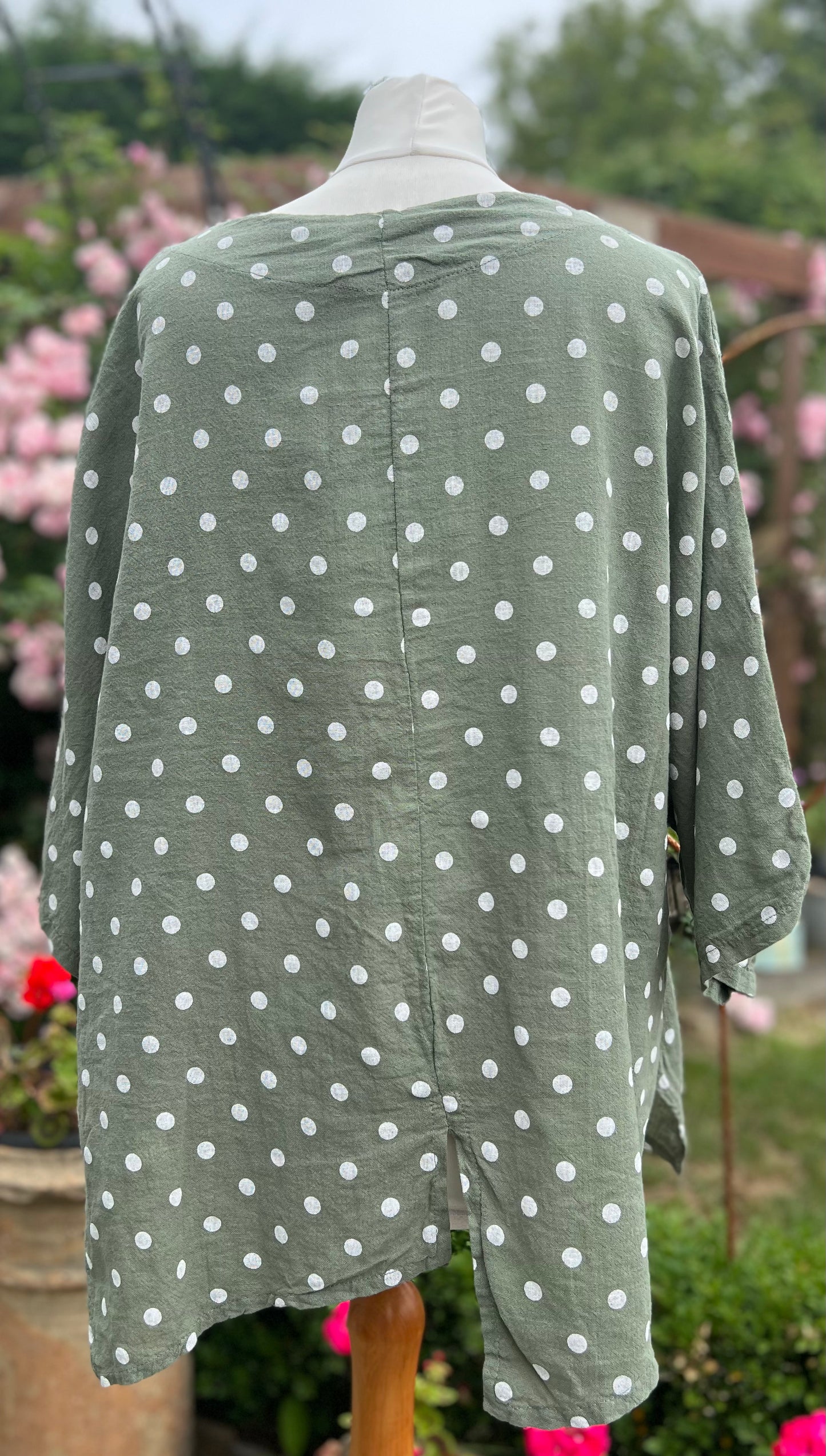 Polka Dot Linen Top