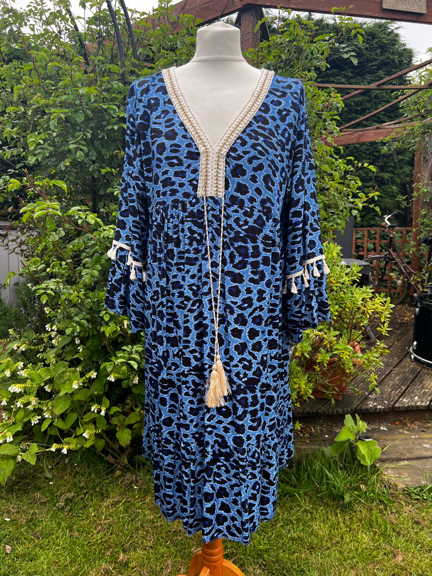 Animal Print Dress With Tassel Trim