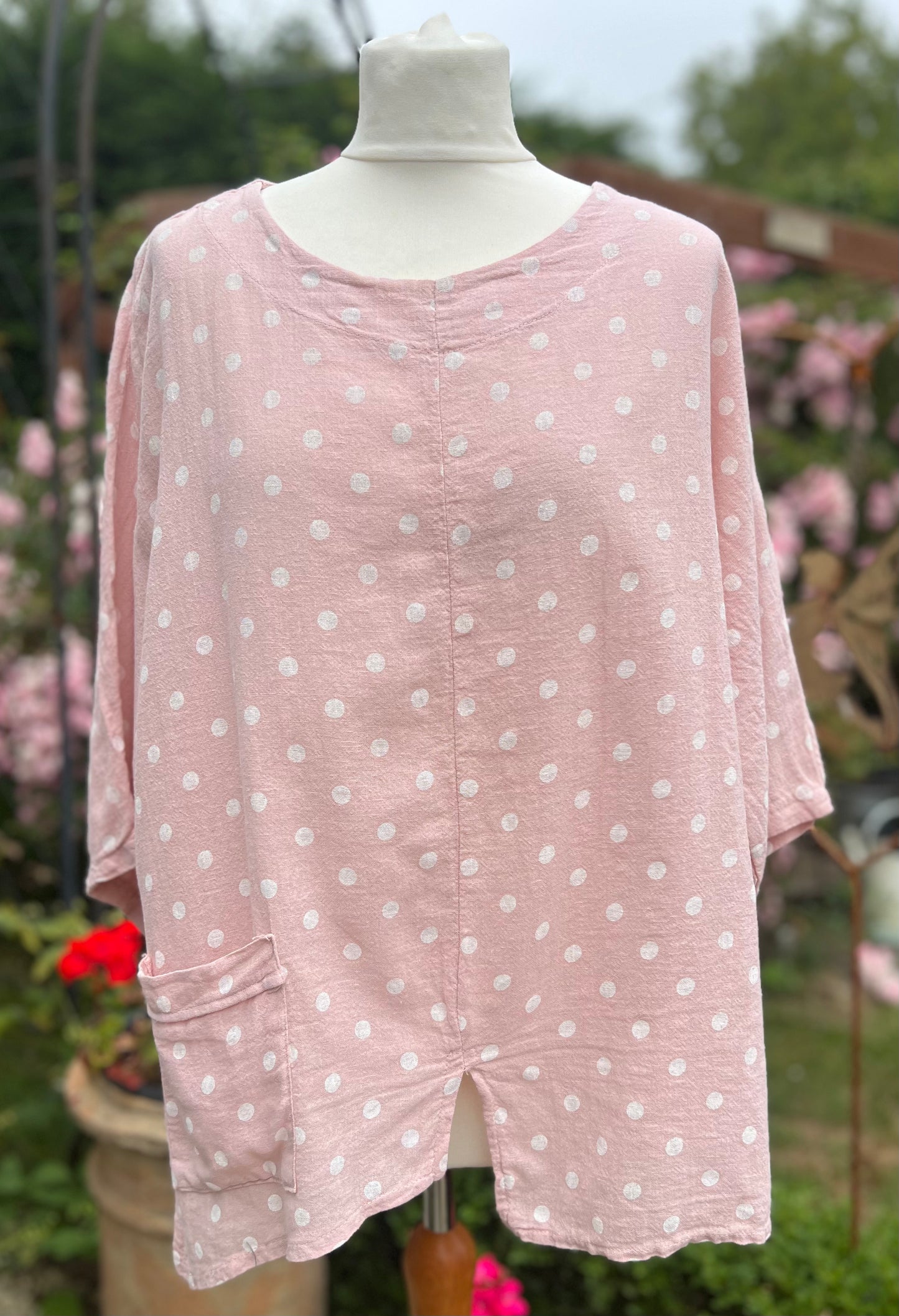 Polka Dot Linen Top