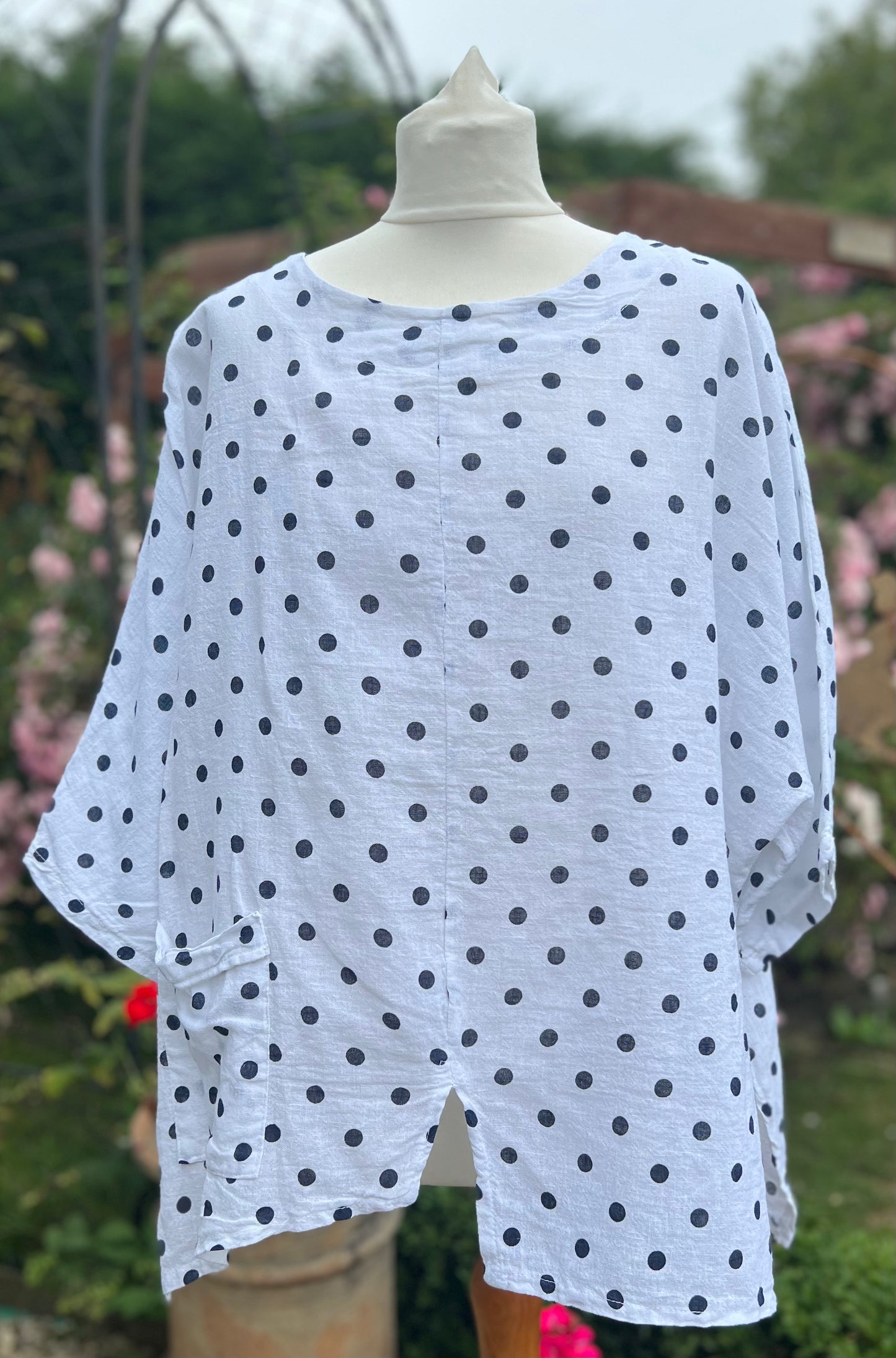 Polka Dot Linen Top