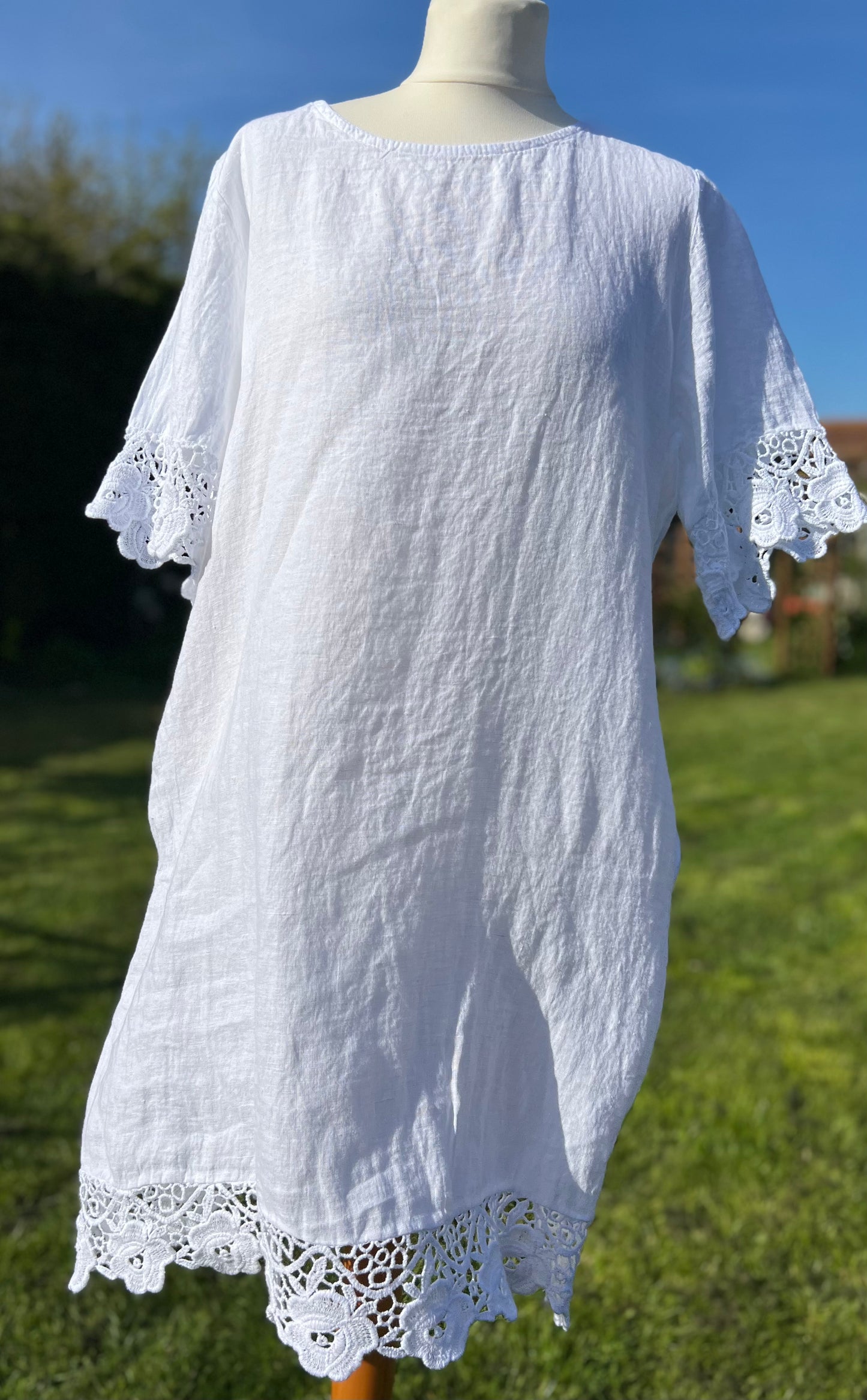 Linen Tunic With Crochet Lace Trim