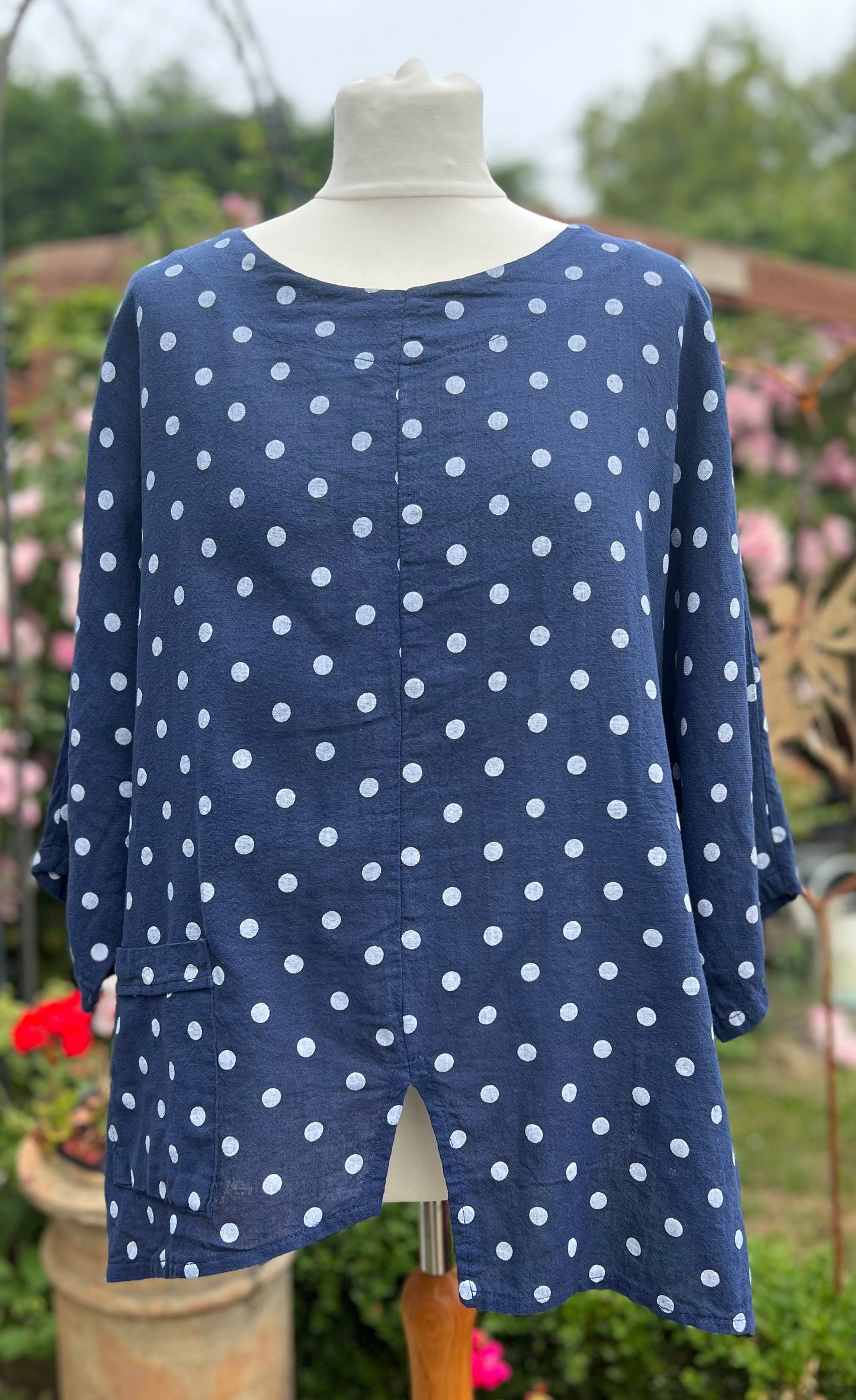 Polka Dot Linen Top