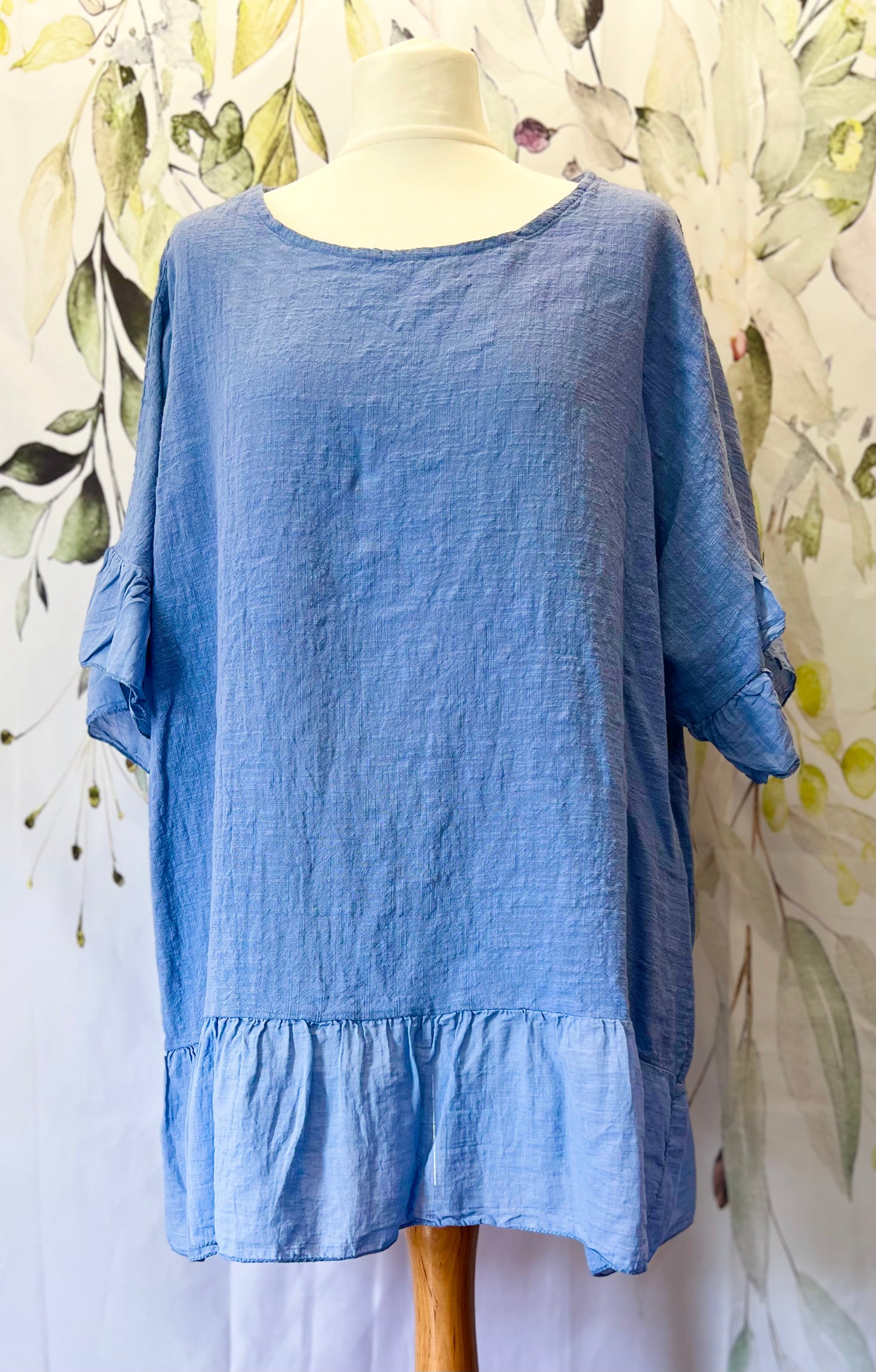 Linen Mix Frill Top