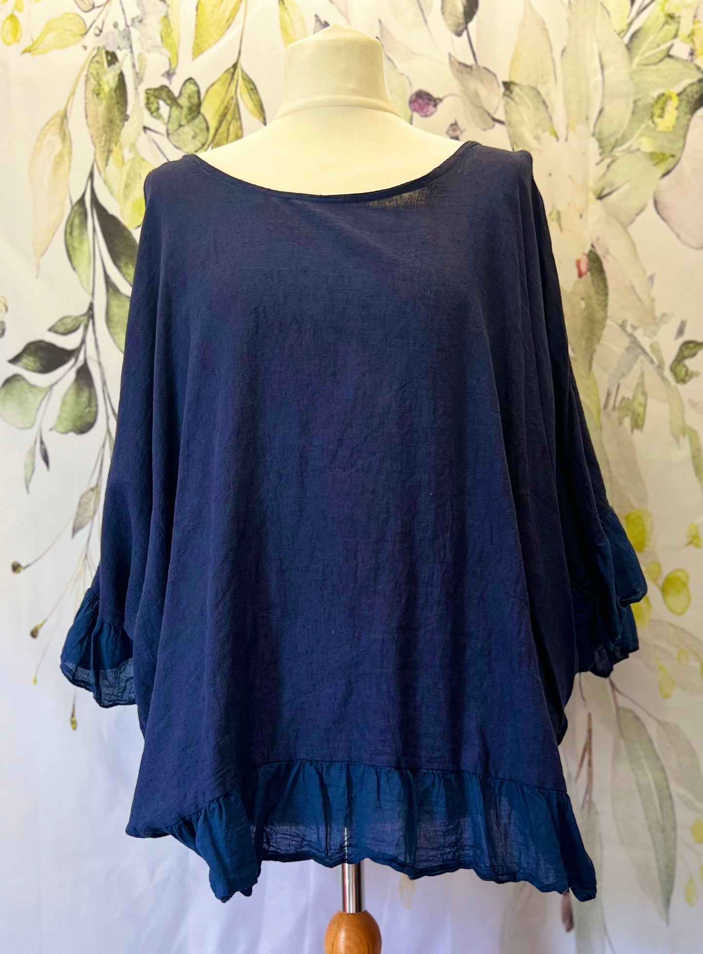 Linen Mix Frill Top