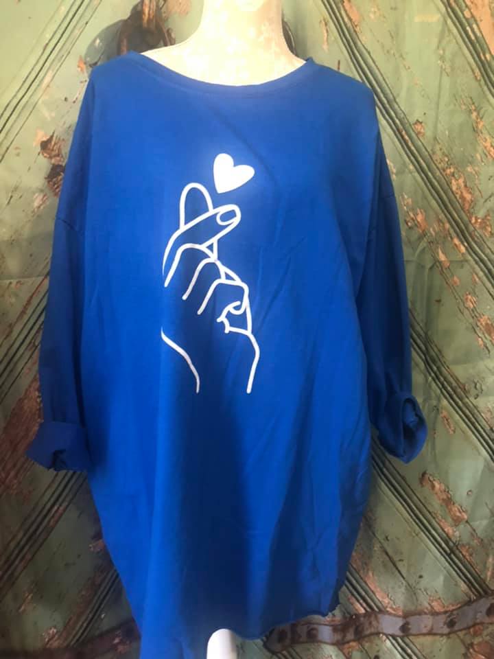 Oversized Sweat With Hand and Heart Print