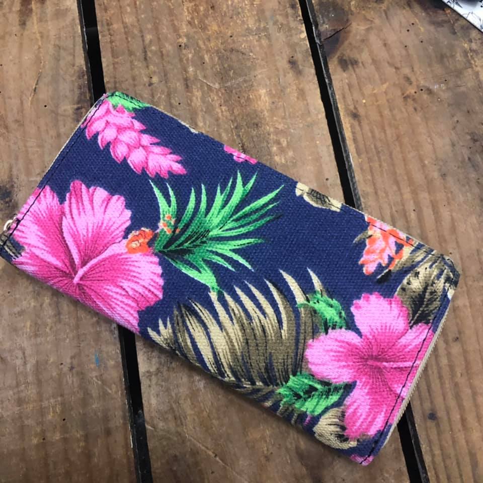 Fabric Purse With Hibiscus Print