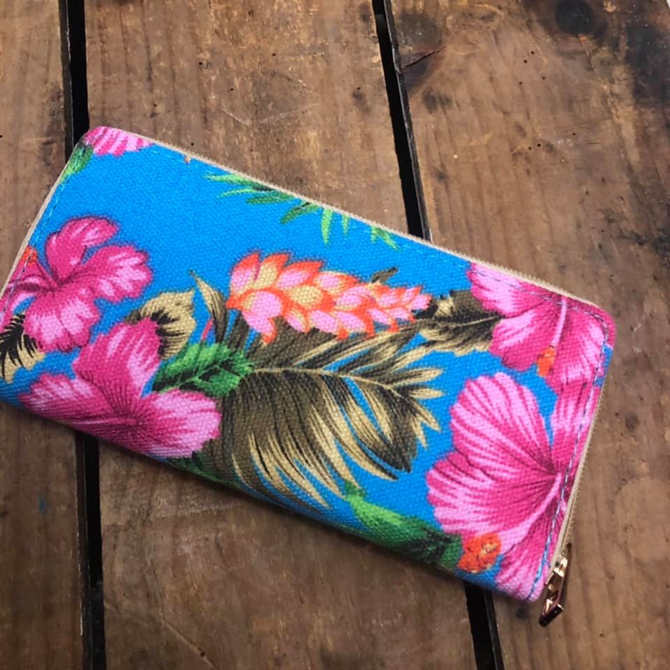 Fabric Purse With Hibiscus Print