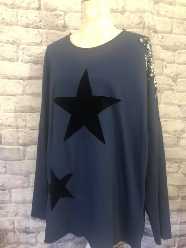 Oversized Sweat with Sequin Star Shoulder