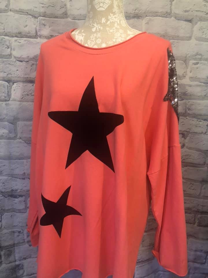 Oversized Sweat with Sequin Star Shoulder