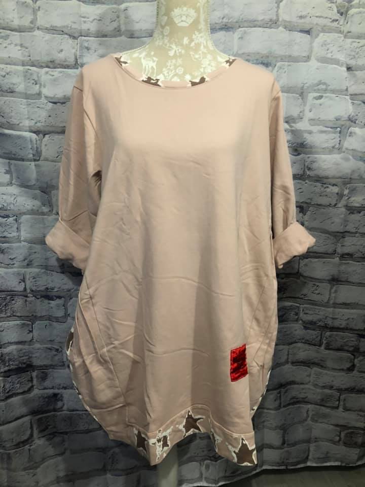 Longer Length Star Print Panel Sweat