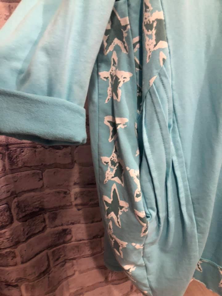 Longer Length Star Print Panel Sweat