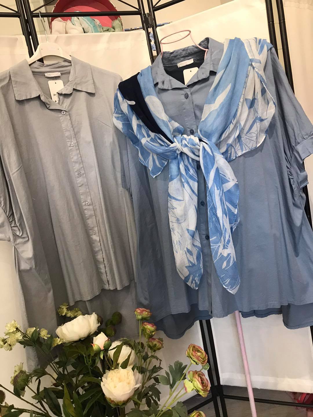 Oversized Shirt With Dipped Hem (Curvy Size)