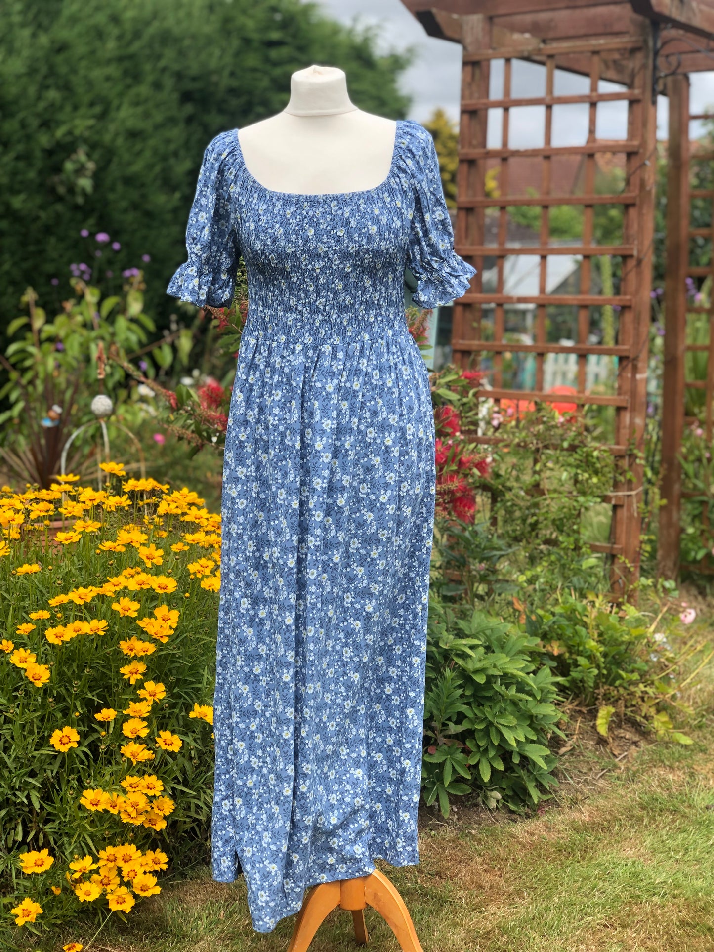 Shirred Bodice Maxi Dress