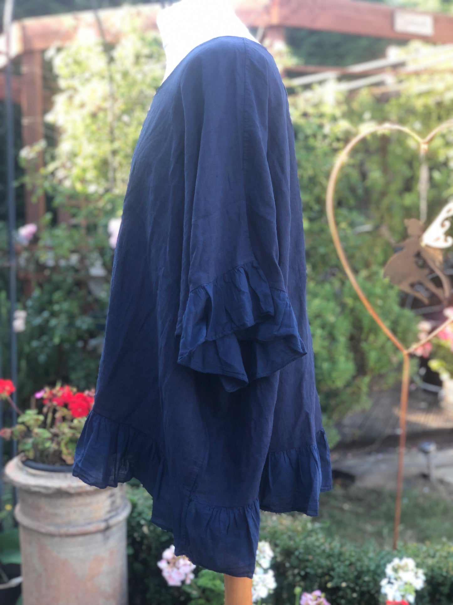 Linen Mix Frill Top