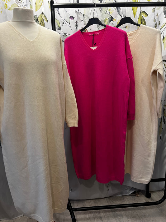 V Neck Knitted Dress