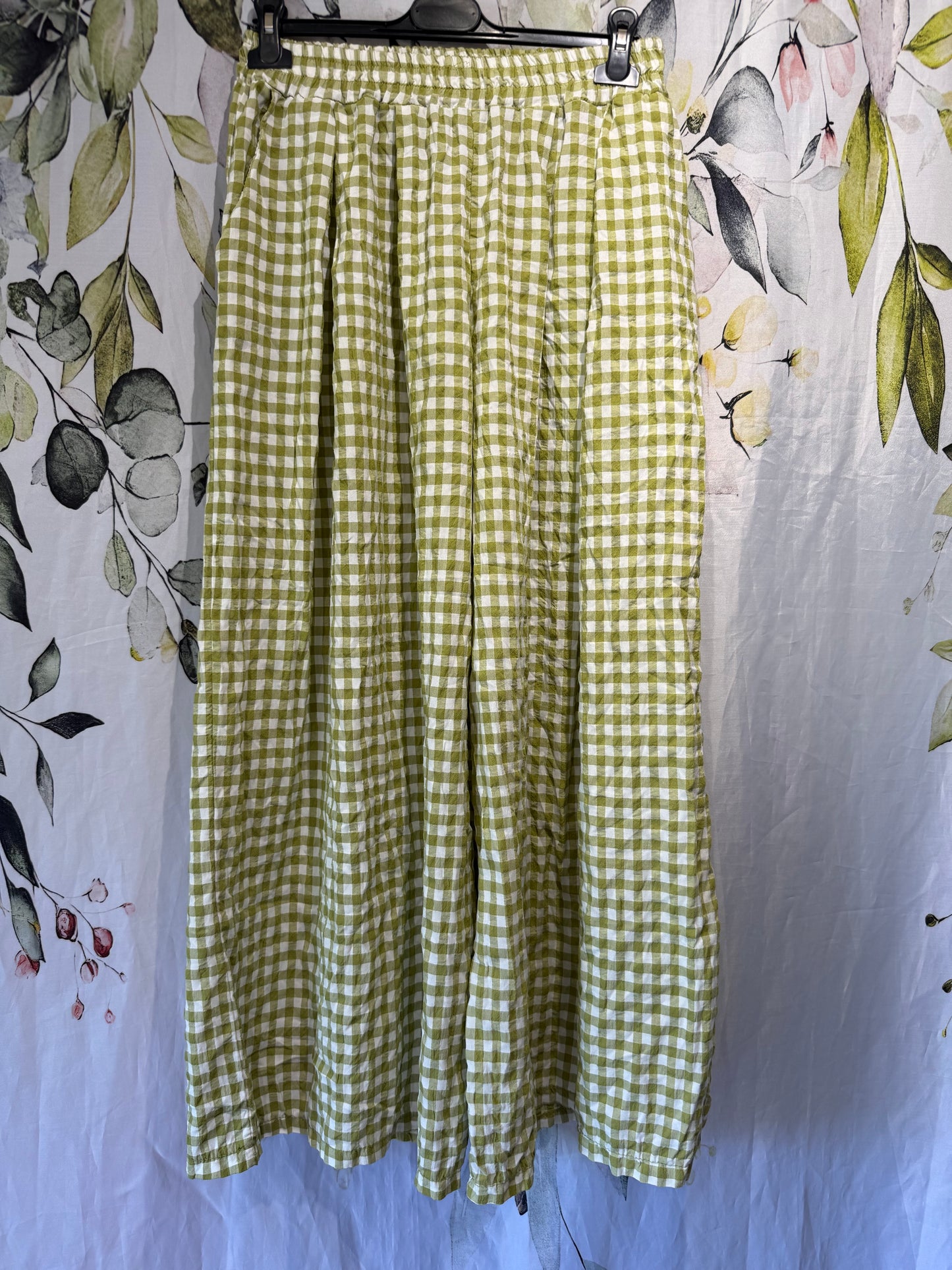 Gingham Wide Leg Trousers