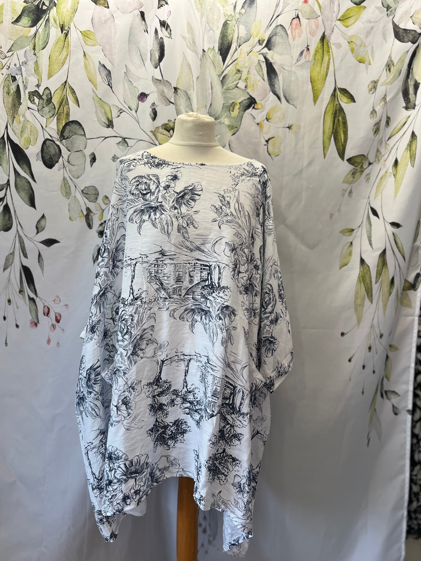 Lotus Print Oversized Top