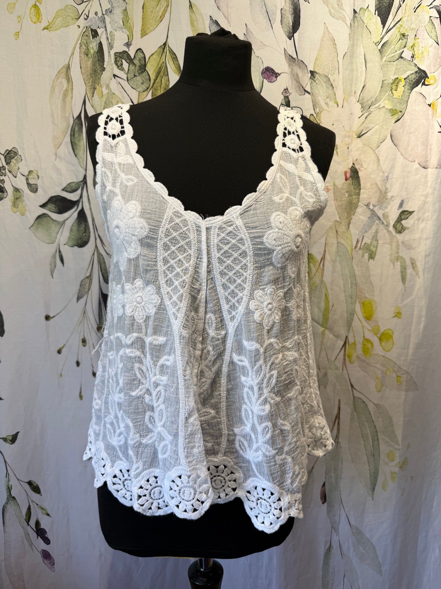 Embroidered Cotton Vest Top