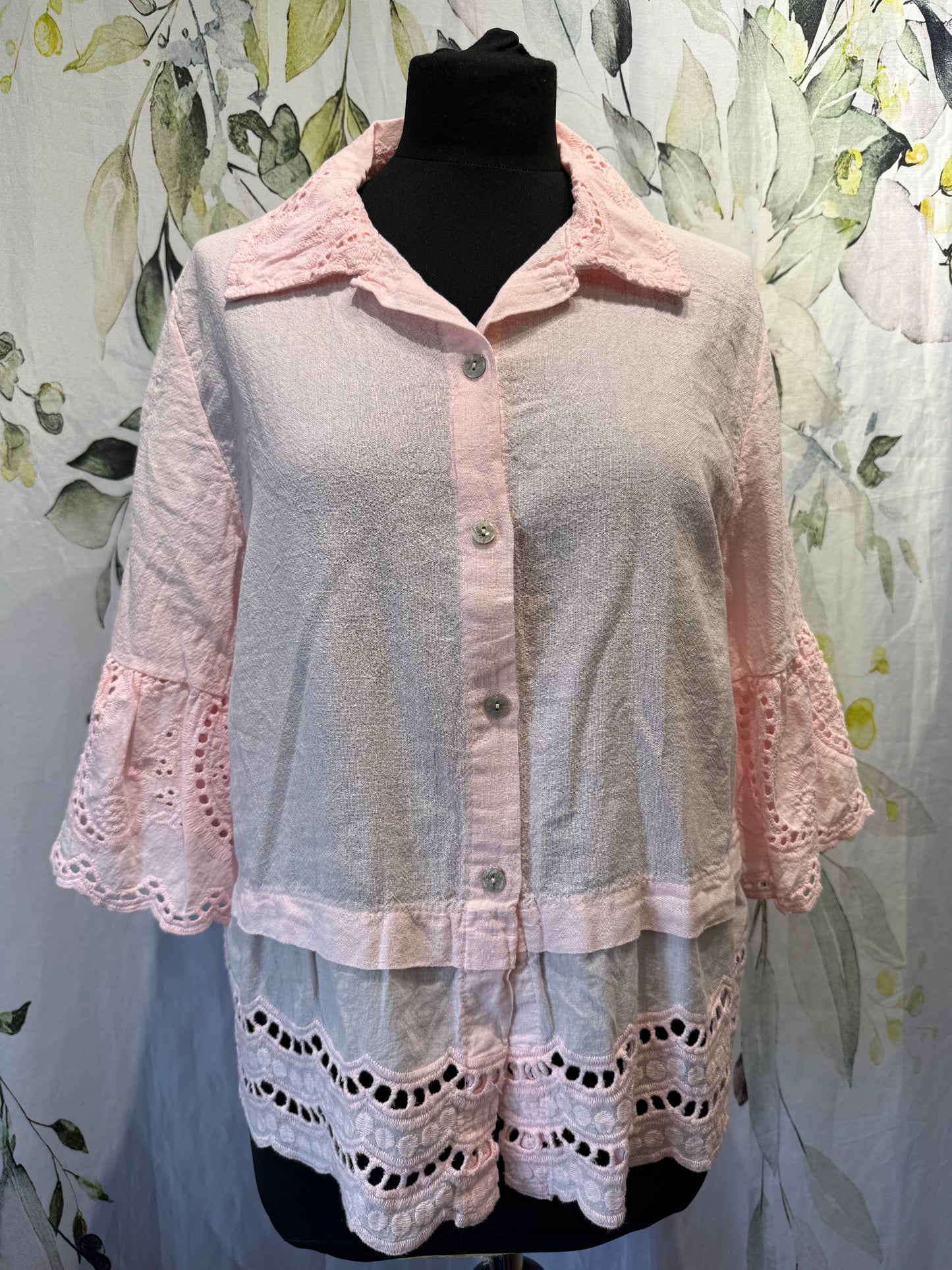 Broderie Anglaise Trim Shirt