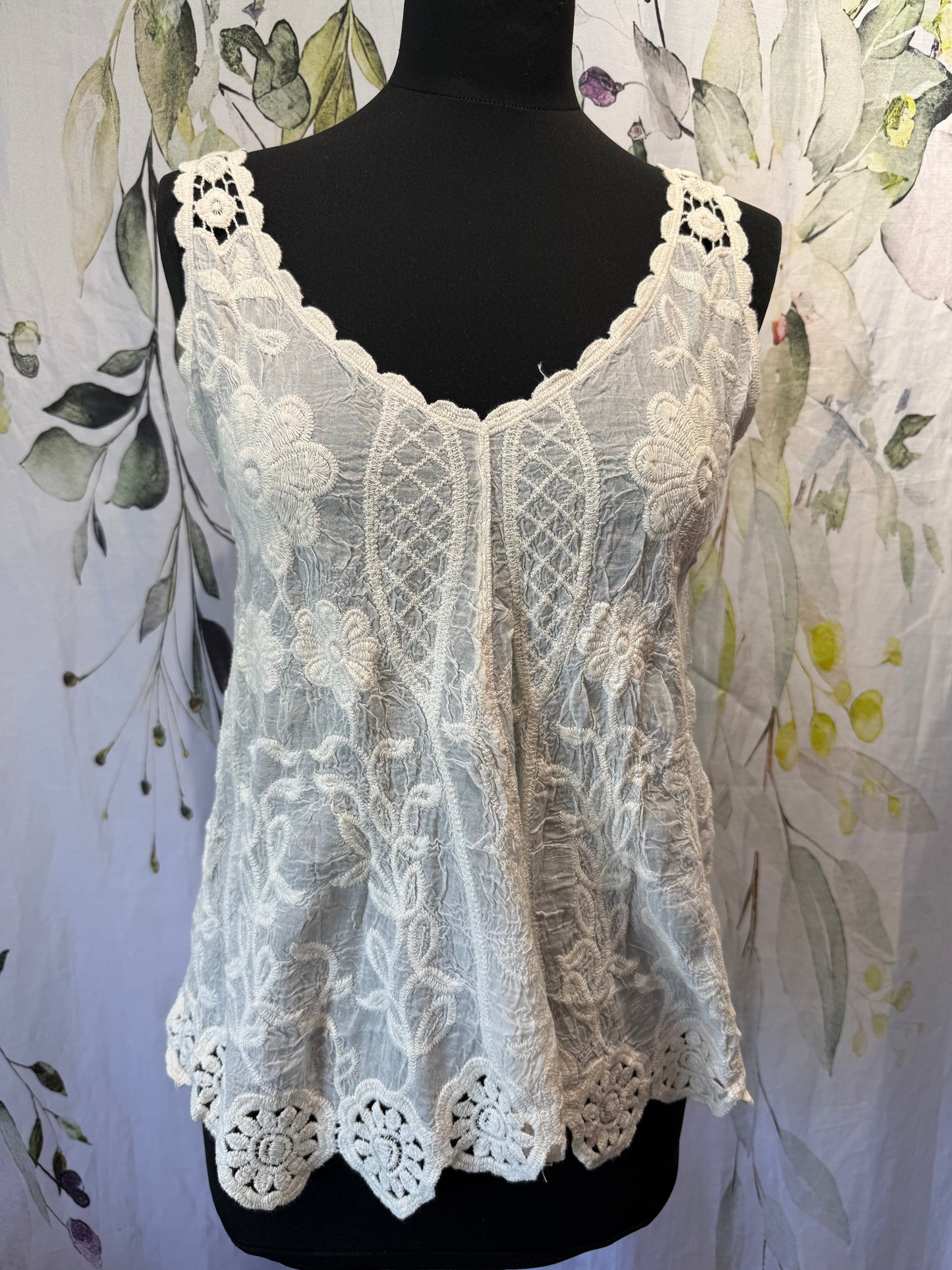 Embroidered Cotton Vest Top