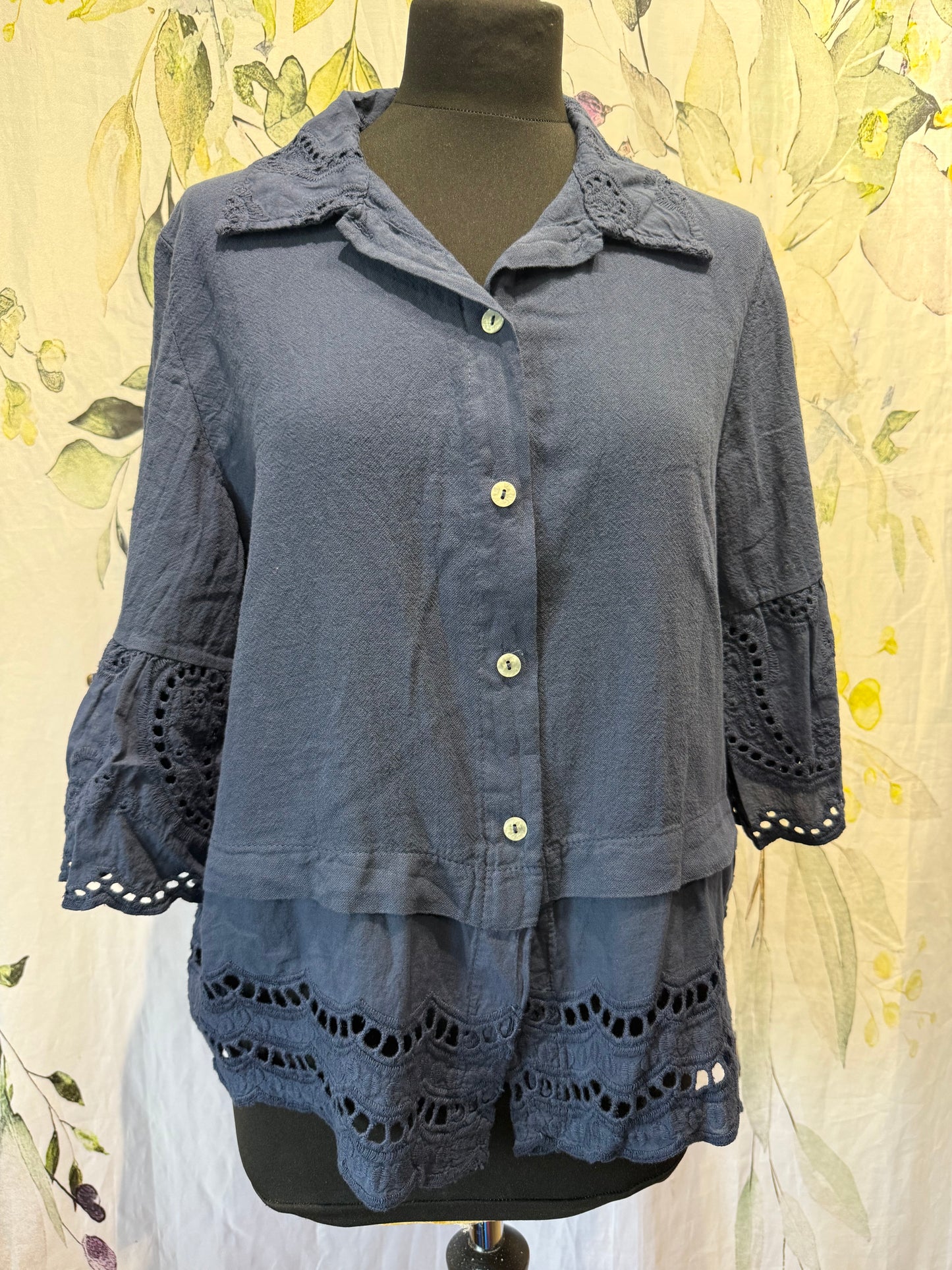 Broderie Anglaise Trim Shirt