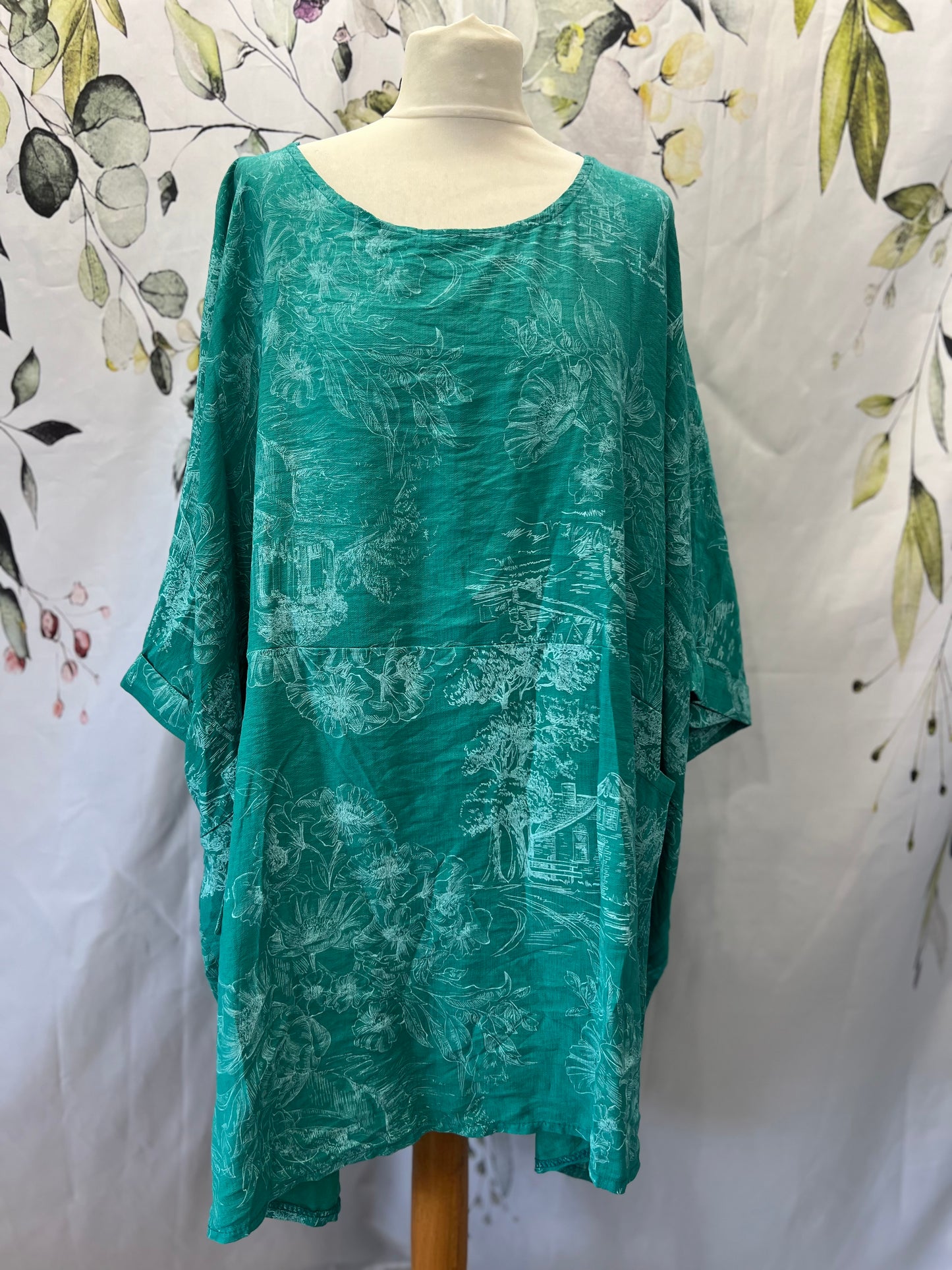 Lotus Print Oversized Top