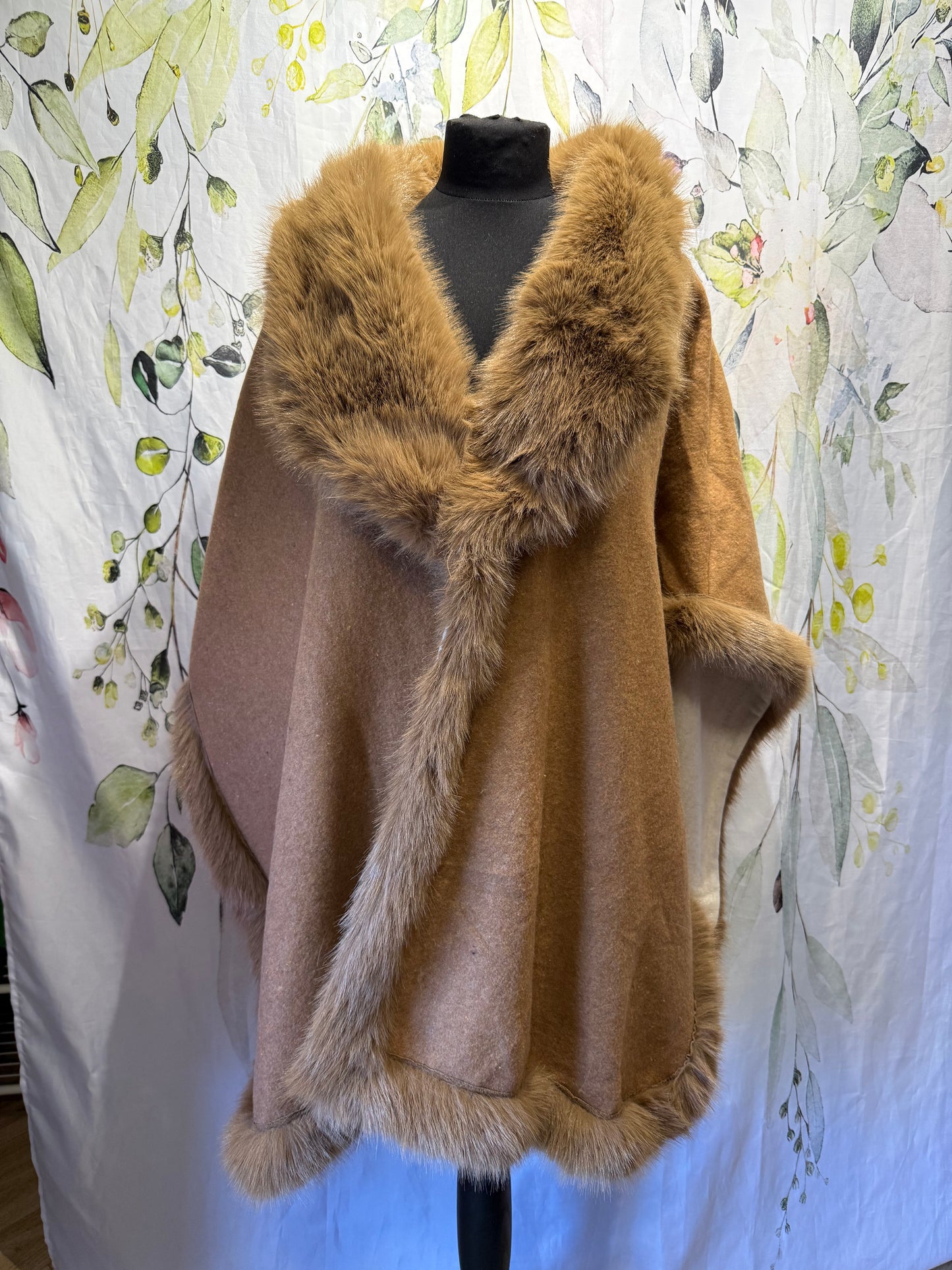 Faux Fur Trimmed Wrap