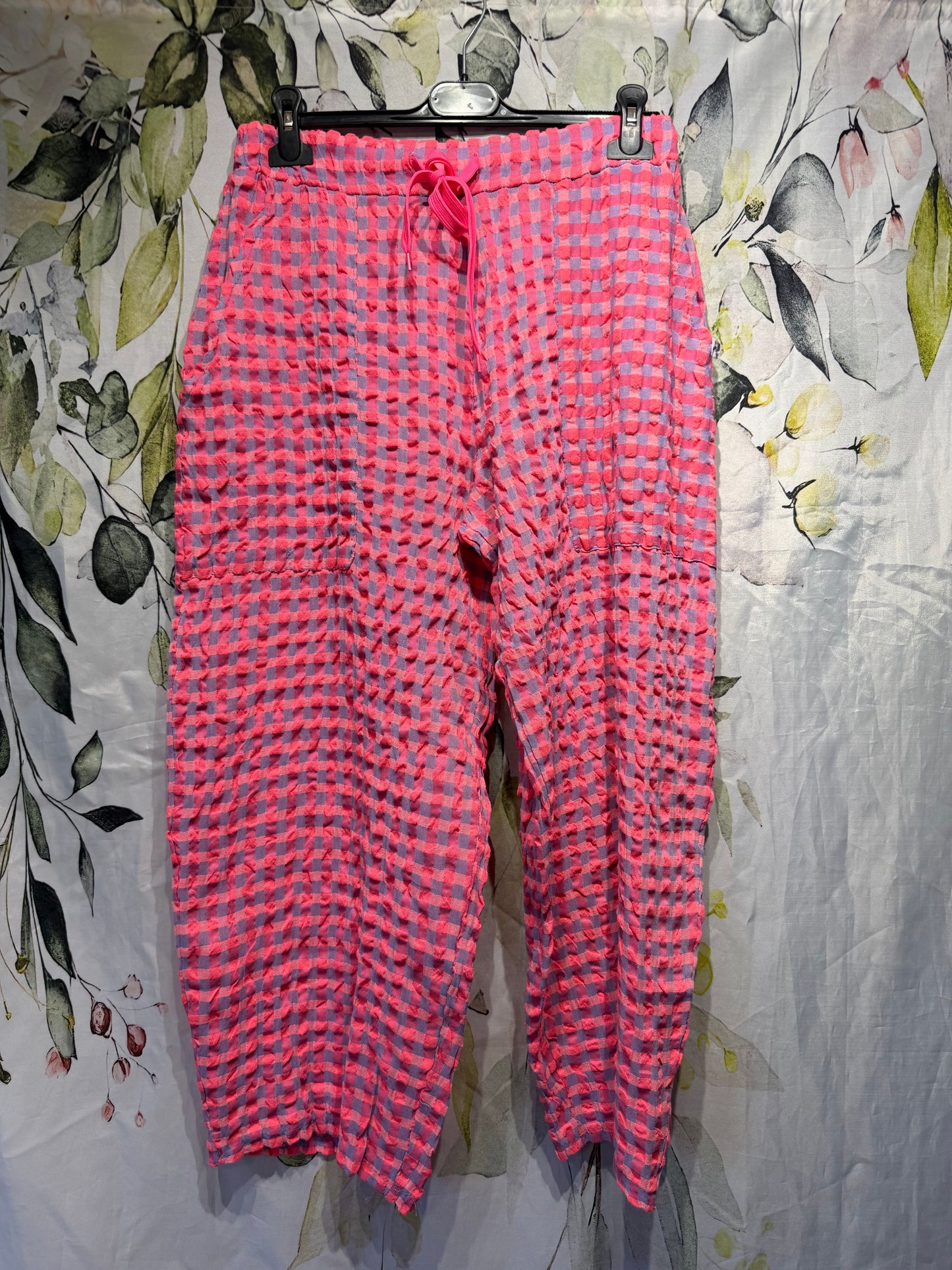 Gingham Barrel Leg Trousers