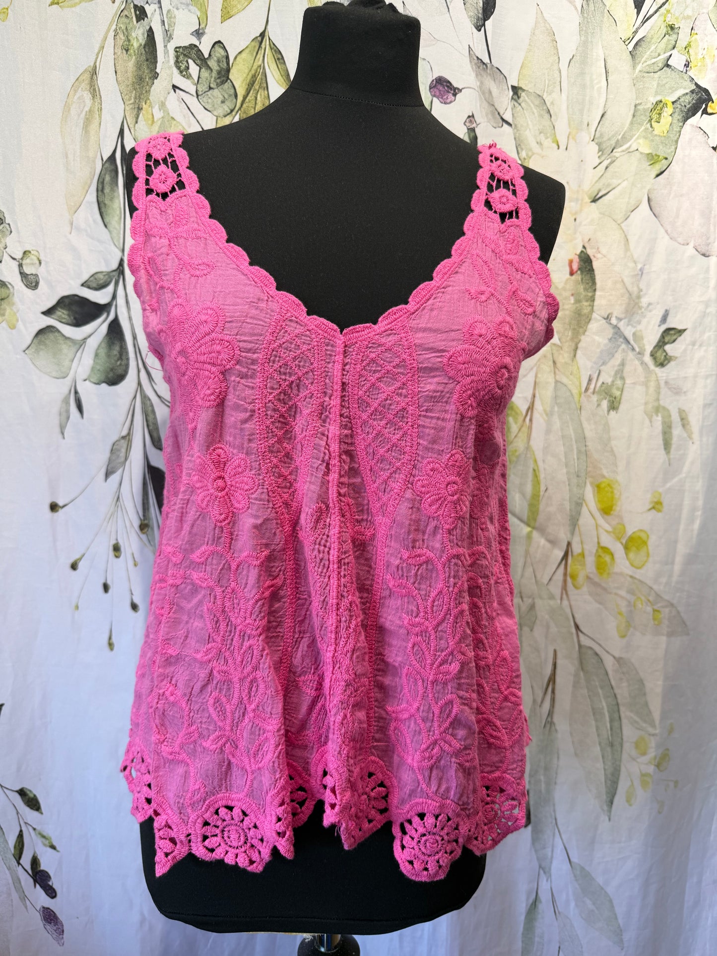 Embroidered Cotton Vest Top