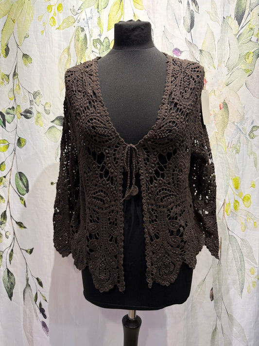 Tie Front Crochet Cardi