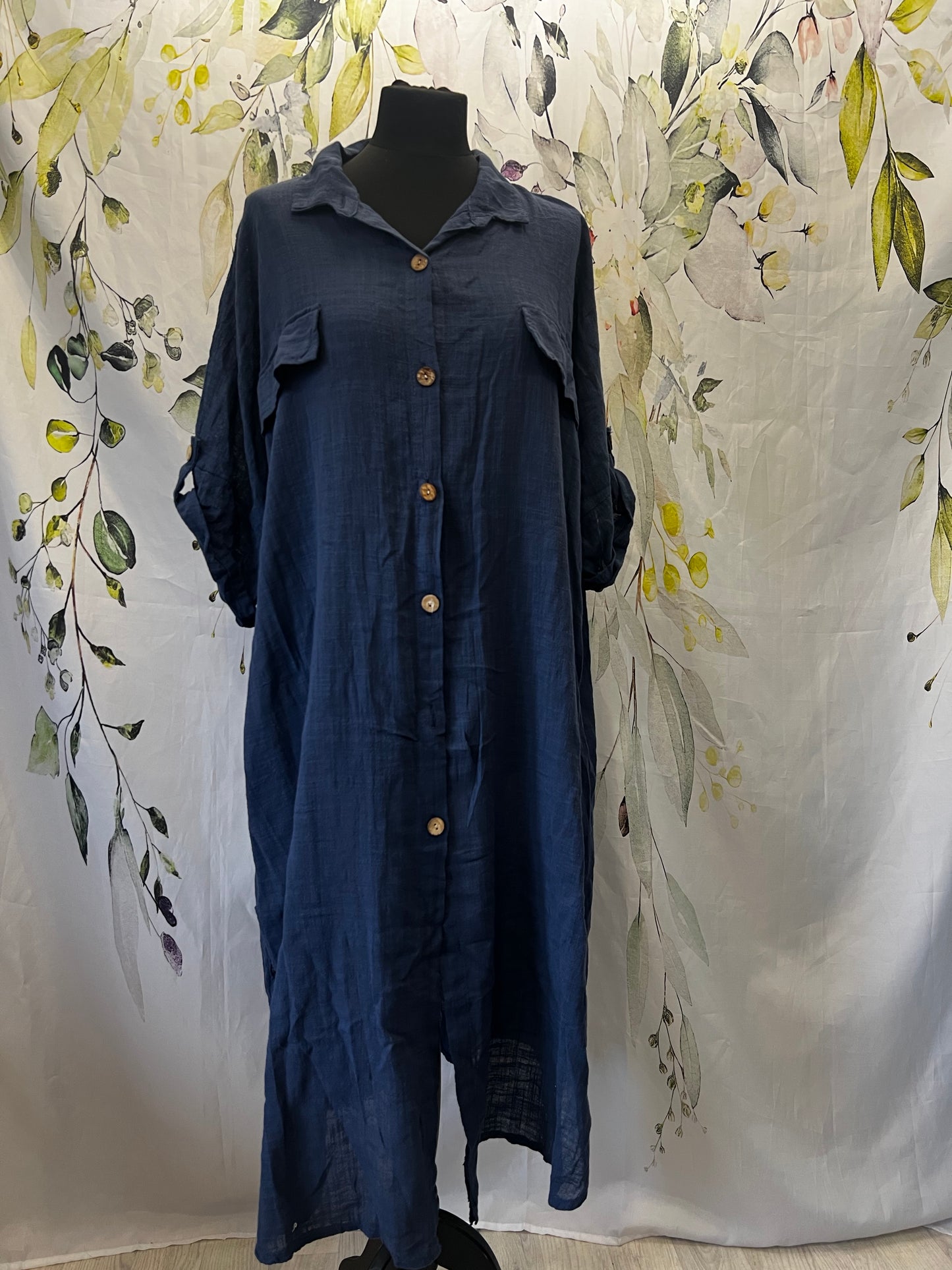 Linen Blend Shirt Dress